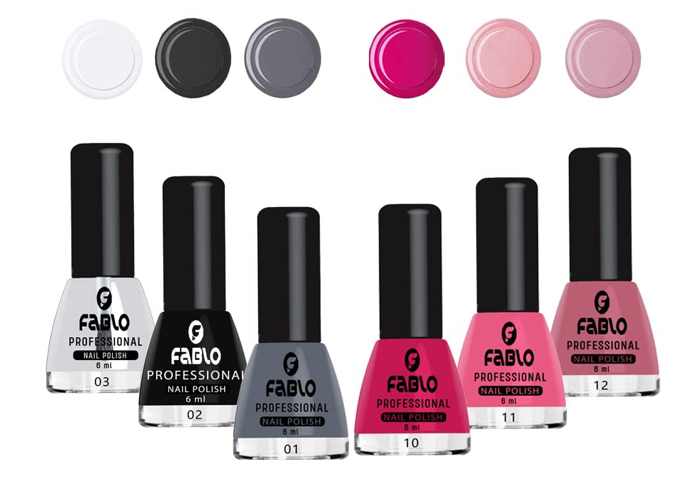 FABLO 6 Colors Nail Polish Set - Long Lasting Gel Nail Paint for Women, Summer & Winter Nail Art Kit (Shades 1-4) - Perfect for Manicures, Pedicures, and DIY Nail Designs at Home or Salon