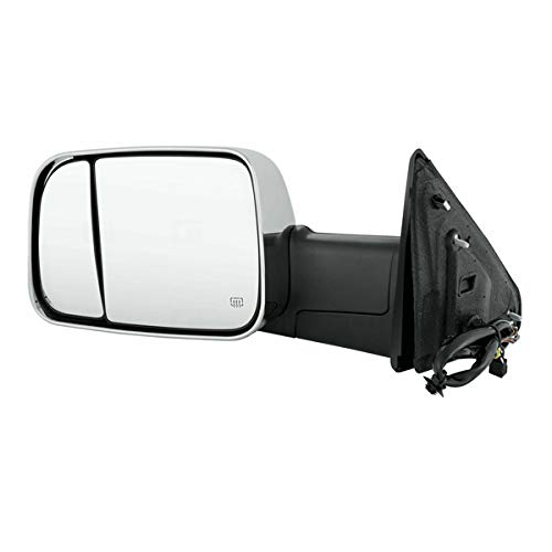 2015-2018 Ram 2500/3500 Power Heated Towing Mirrors with Turn Signal & Puddle Light - Chrome Left Side Mirror - Perfect for Towing, Night Driving & Enhanced Visibility