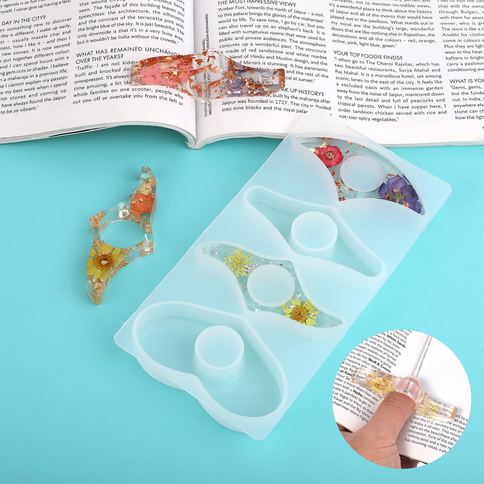 Prasacco 4-Piece Resin Book Page Holder Molds Set - DIY Transparent Dried Flower Bookmark & Thumb Holder Molds for Crafting - Perfect for Scrapbooking, Journaling & Gift Making