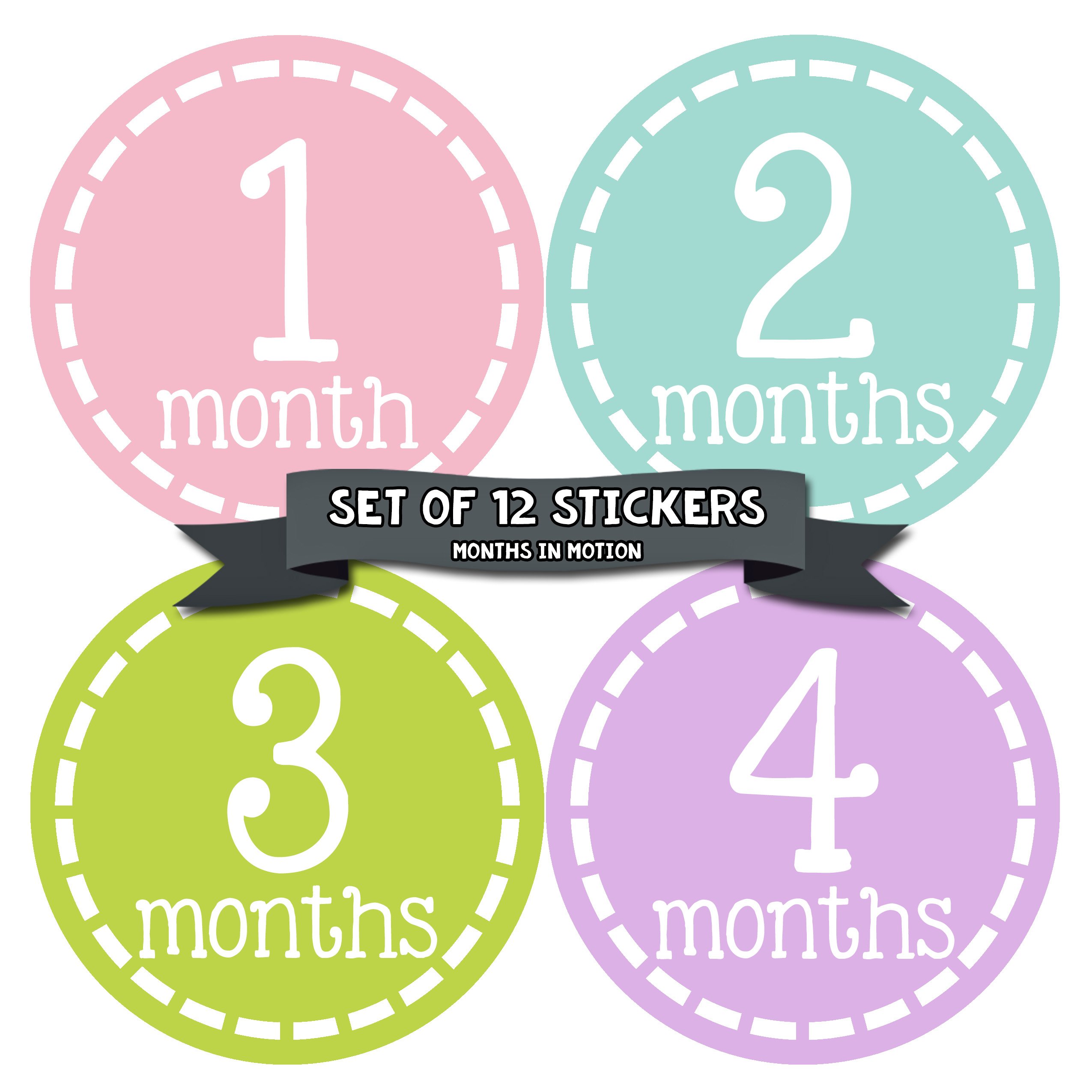 Baby Girl Milestone Stickers - Newborn Monthly Belly Stickers for Photo Shoots