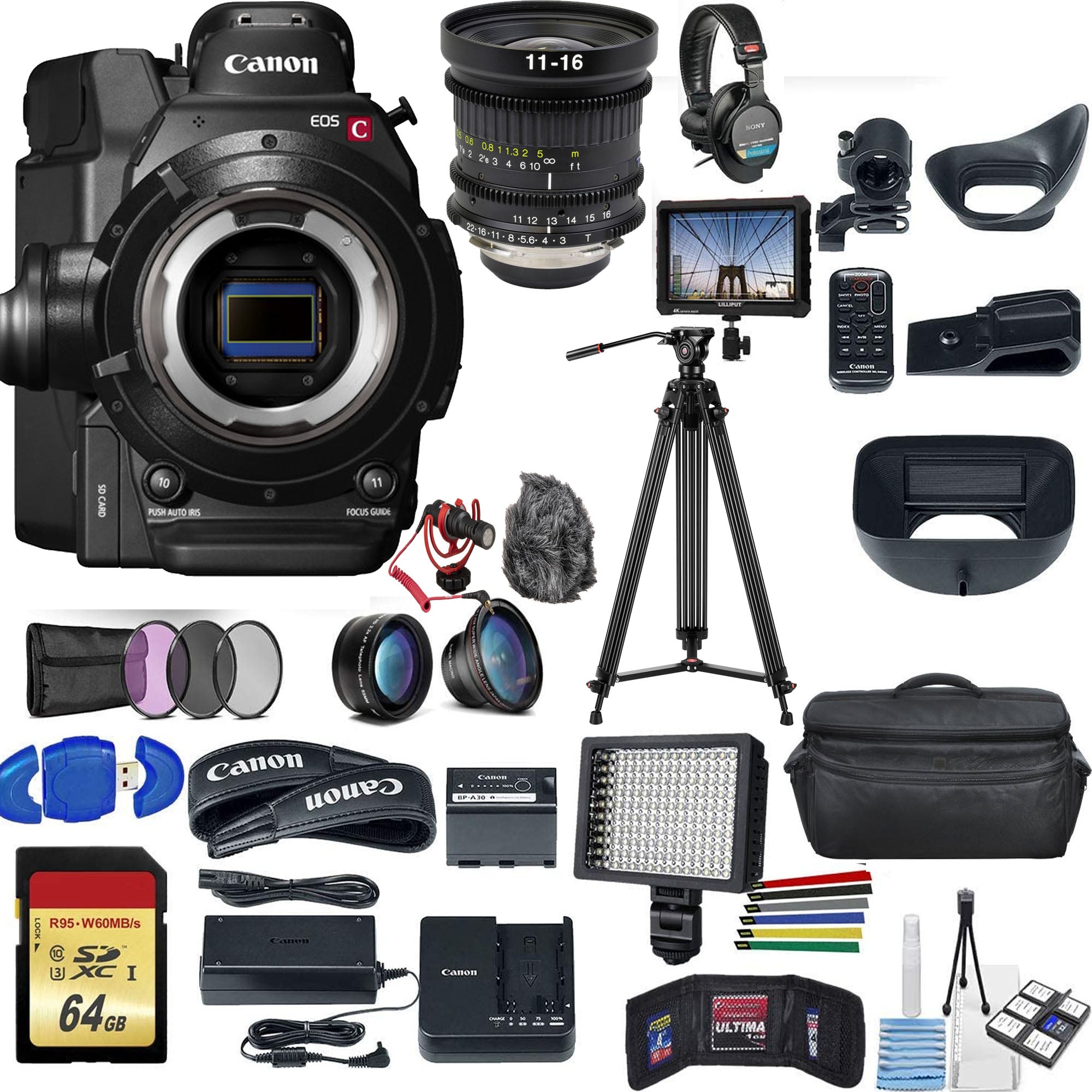 Canon Cinema EOS C300 Mark II Professional 4K Camcorder with Tokina Cinema 11-16mm T3.0 PL Mount Lens - Complete Filmmaking Bundle for Cinematic Shoots, Documentary & Broadcast Production