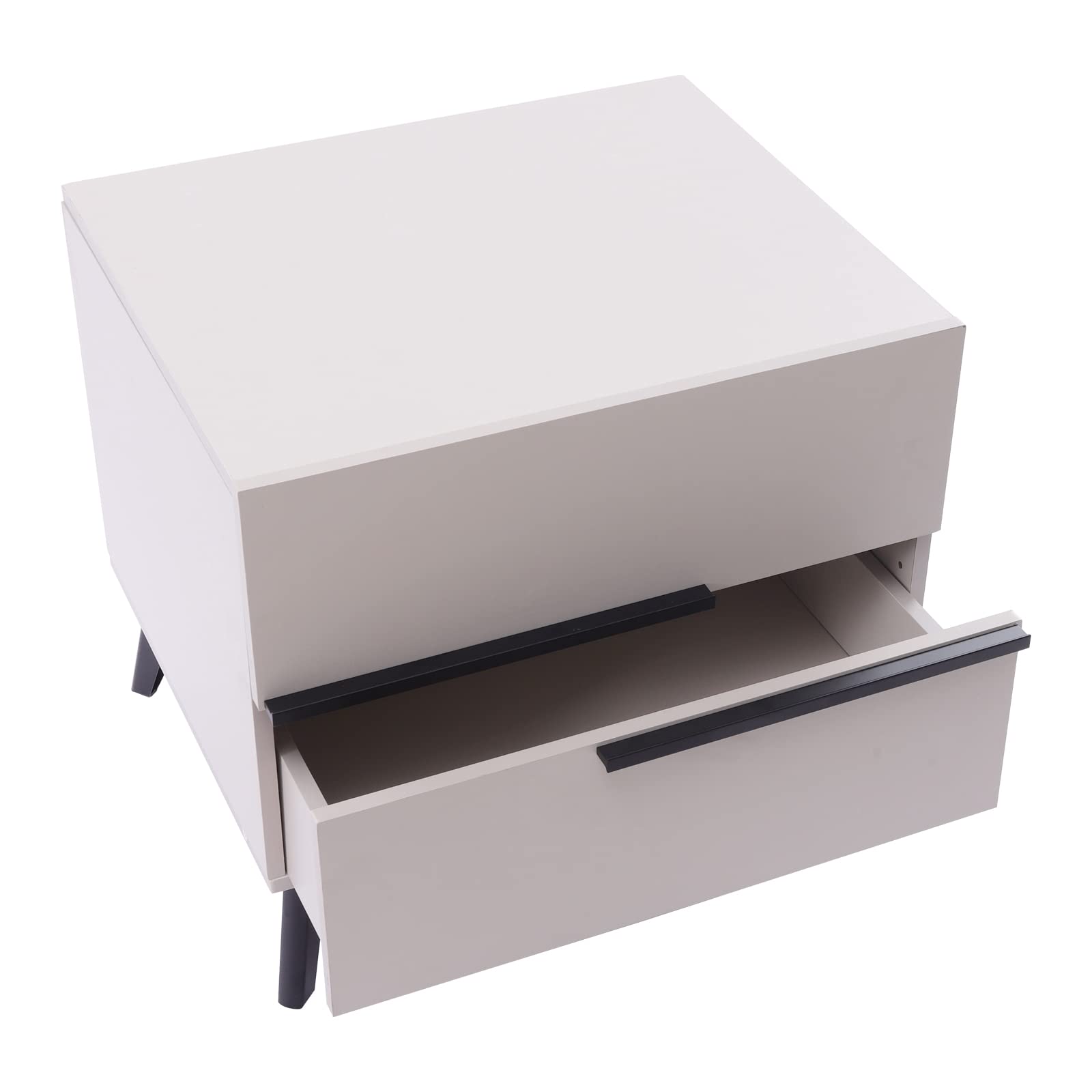 Modern Nightstand with 2 Drawers - Wooden Bedside Table for Bedroom Storage | Compact End Table for Small Spaces, Apartment Living & Guest Rooms