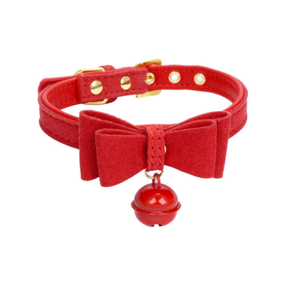 Premium Adjustable PU Leather Dog Collar with Bowknot & Bells - Stylish Pet Necklace for Small Dogs, Puppies & Kittens (XXS/XS/S/M) - Perfect for Daily Walks, Training & Fashion Accessories