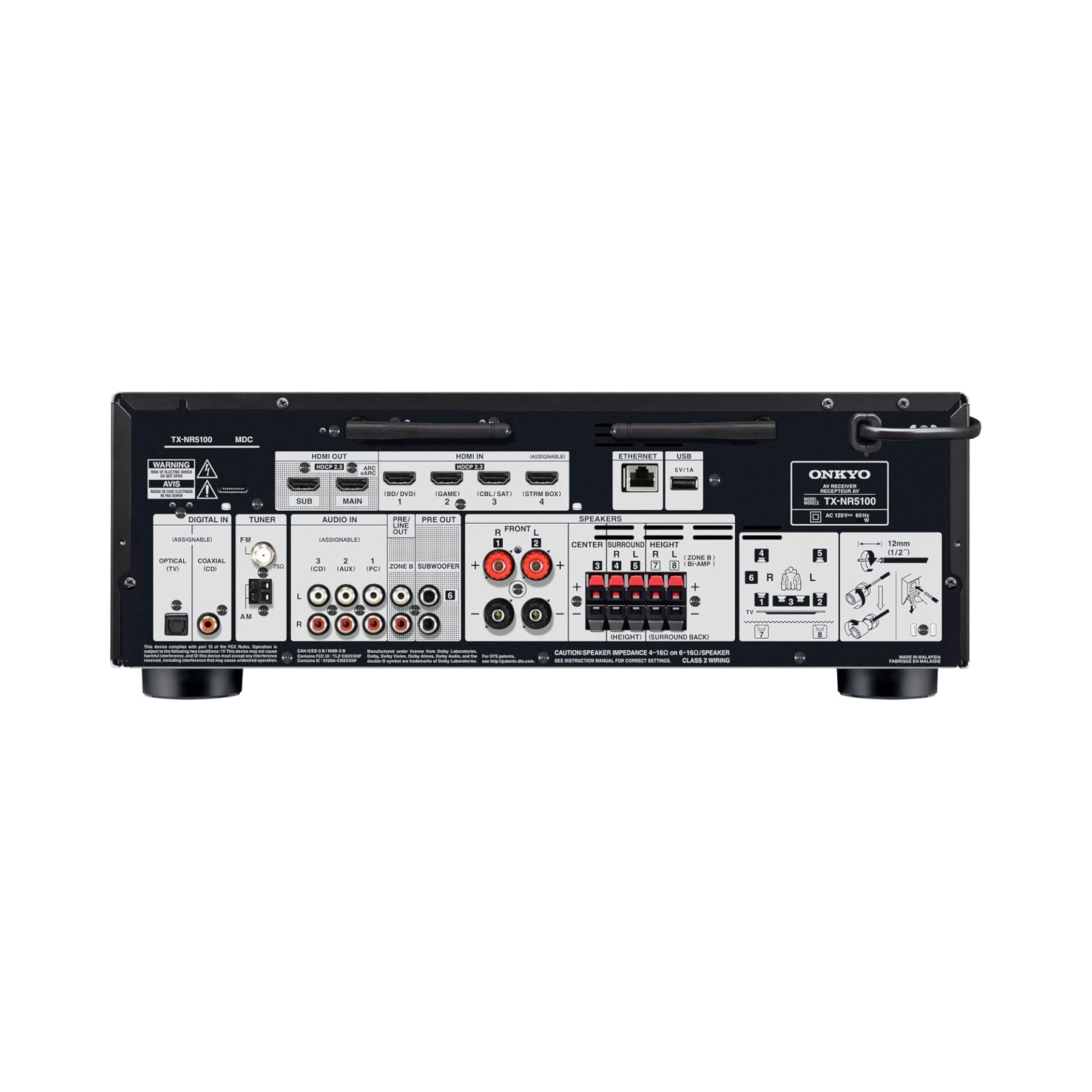 Onkyo TX-NR5100 7.2 Channel 8K AV Receiver with Dolby Atmos - Hi-Res Audio Network Streaming (Open Box) - Perfect for Home Theater, Gaming & Music Systems