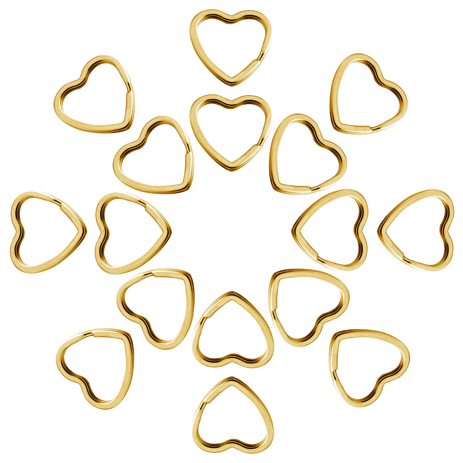50Pcs Heart Shaped Split Key Rings Bulk - Gold Metal Keychain DIY Crafts for Home, Office & Car Organization - Perfect for Keychains, Lanyards, Gift Tags & Arts & Crafts Projects
