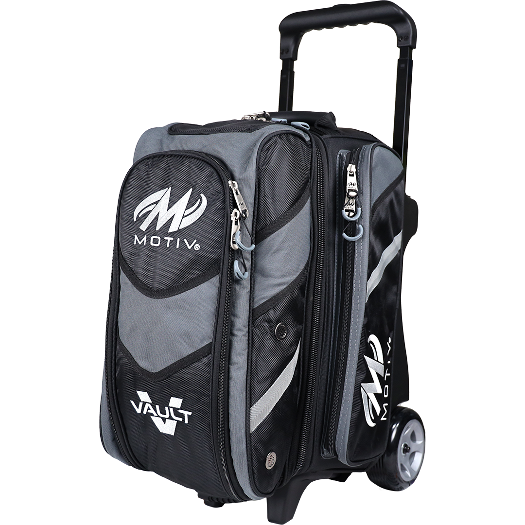 Motiv Vault 2 Ball Double Roller Covert Black Bowling Bag - Premium Bowling Accessory for League & Tournament Players
