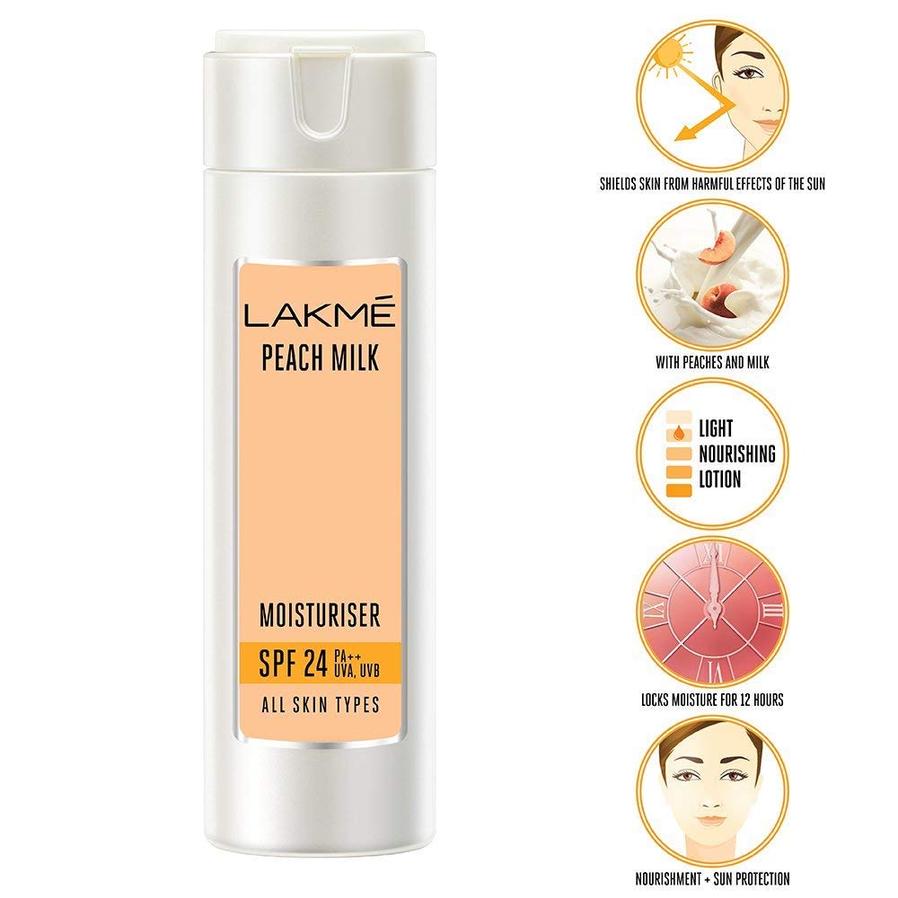 LAKMÉ Strawberry Creme Face Wash 100g & Peach Milk Face Moisturizer SPF 24 PA++ 120ml - Vitamin C Enriched Daily Sunscreen Lotion for Glowing Skin, Women's Skincare Set for Sun Protection | Perfect for Morning Routine & Summer Skincare Care