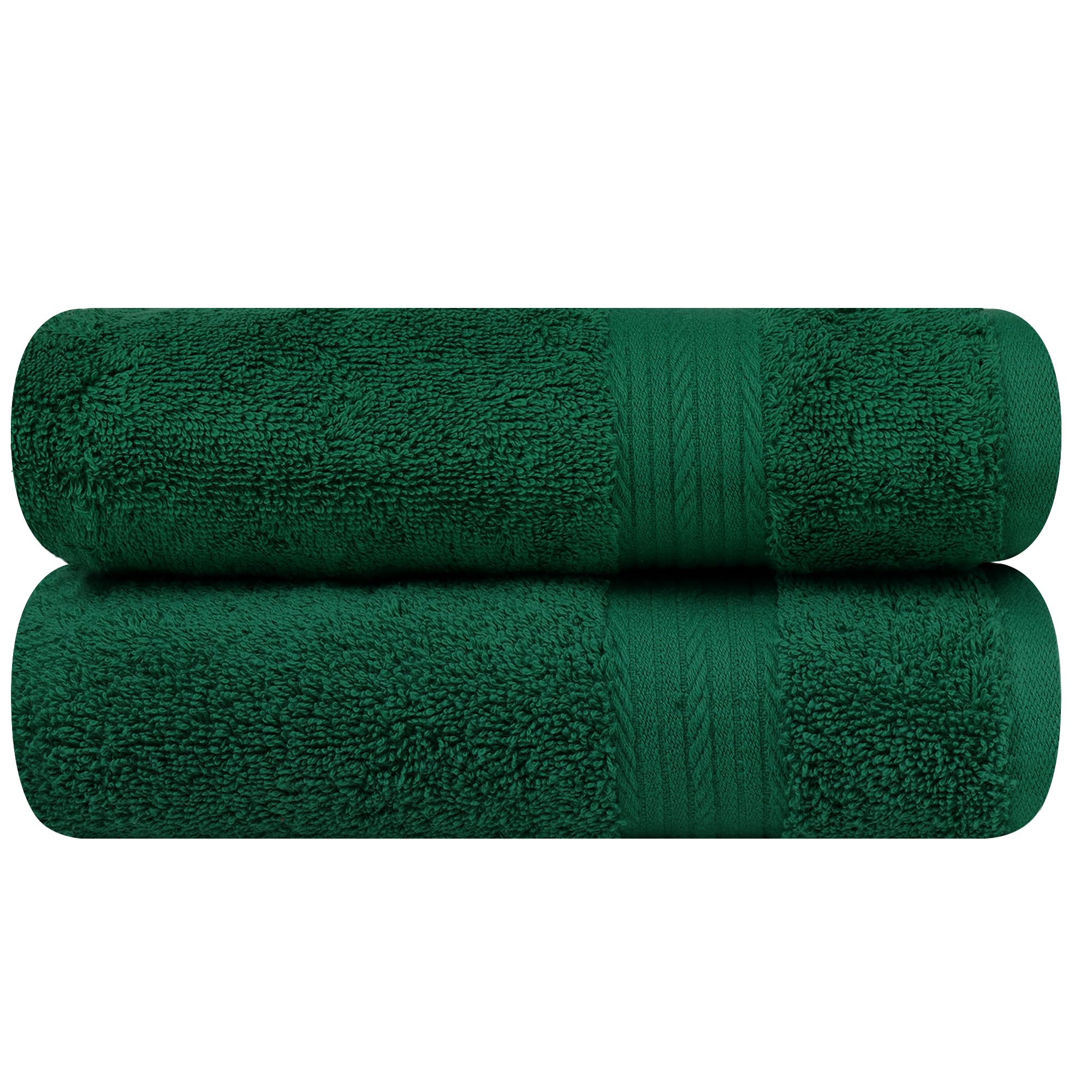 Ample Decor Premium 100% Cotton Hand Towels 18x28 Inches, 600 GSM Ultra Soft & Absorbent - Set of 2 Green Bath Towels for Kitchen, Bathroom & Spa - Luxury Home Decor Essentials