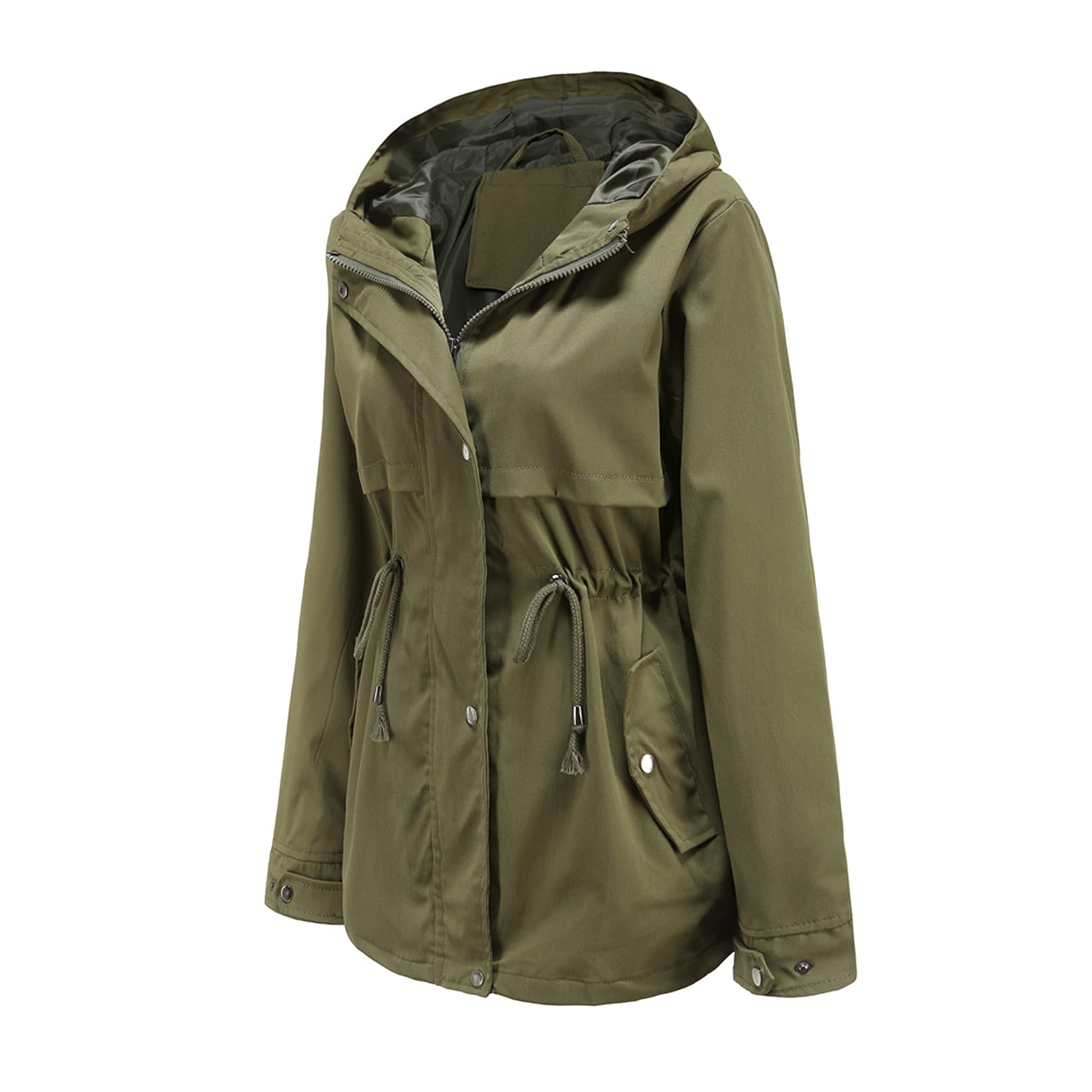 DOSLAVIDA Women's Waterproof Rain Jacket with Hood - Lightweight Windbreaker Trench Coat for Hiking, Camping & Outdoor Activities