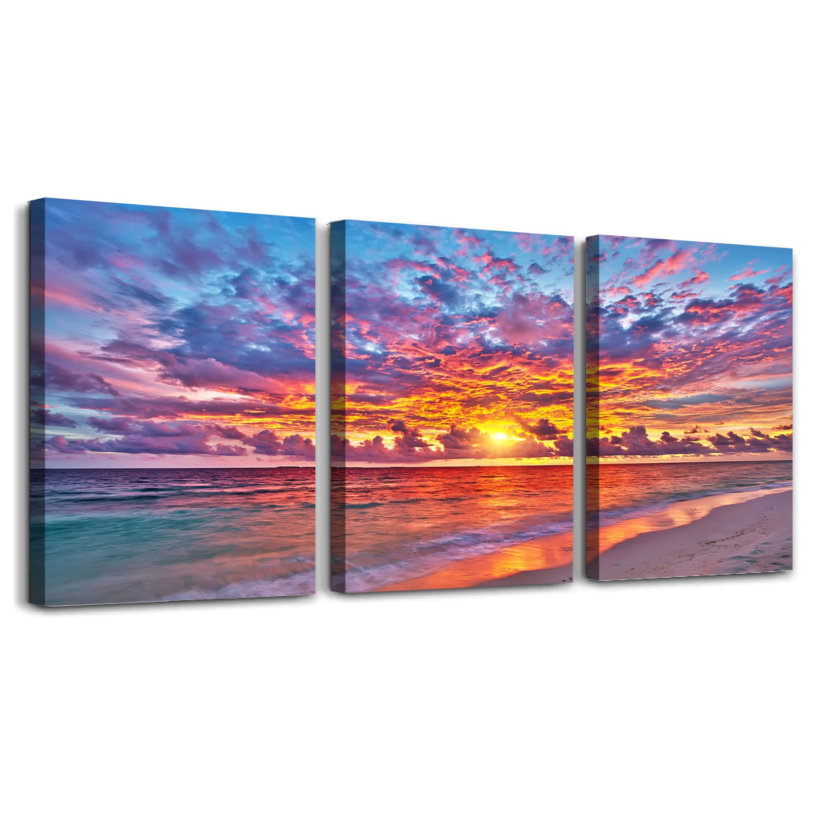 Beach Sunset Wall Art Canvas Print - 8x12 Inch Framed Decor for Bedroom, Living Room, Office | Coastal Home Decor & Gift Idea | Perfect for Beach Houses, Vacation Rentals & Coastal-Themed Interiors