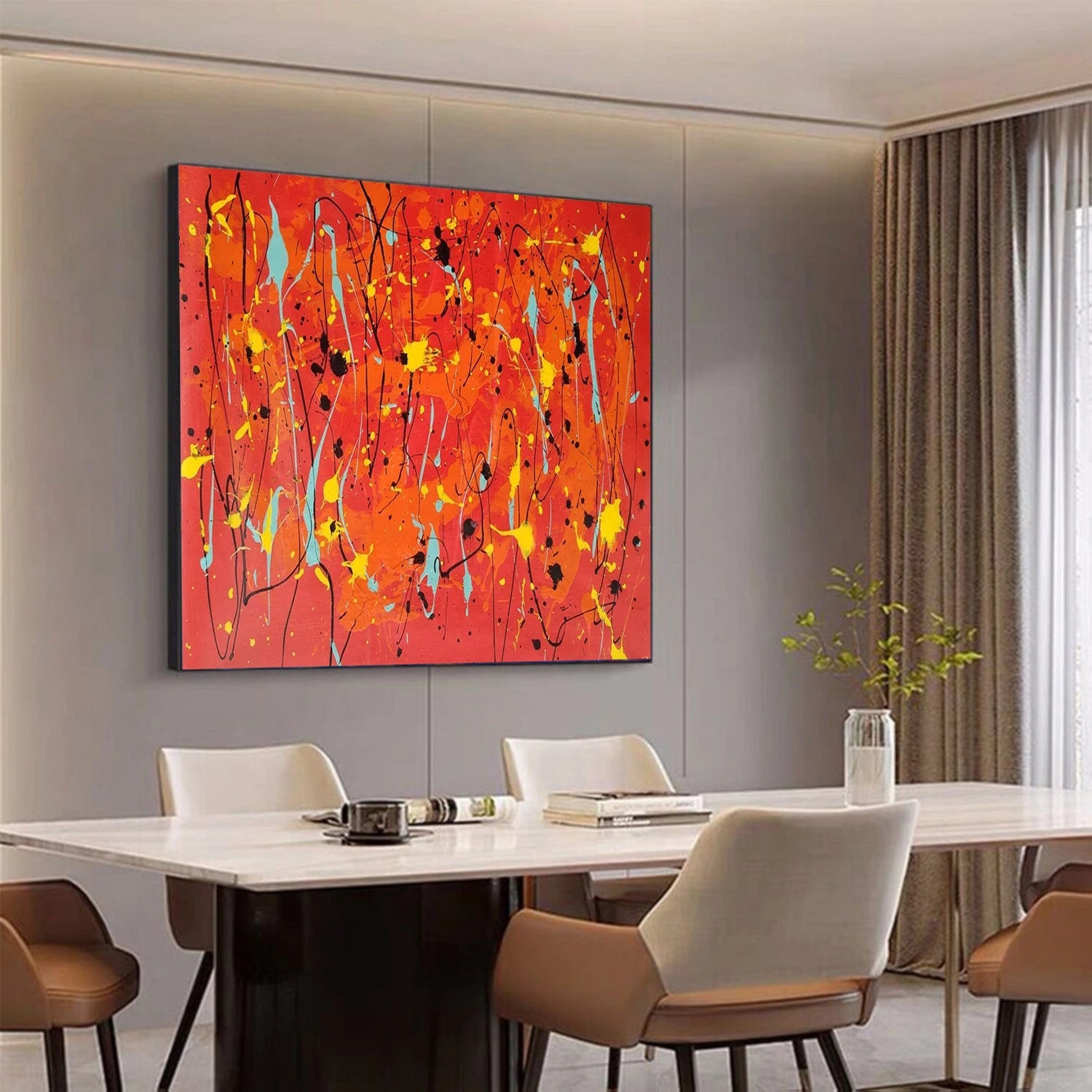 Pollock Art #JP011 - Abstract Expressionist Painting for Home & Office Decor | Modern Wall Art for Living Room, Bedroom, or Office