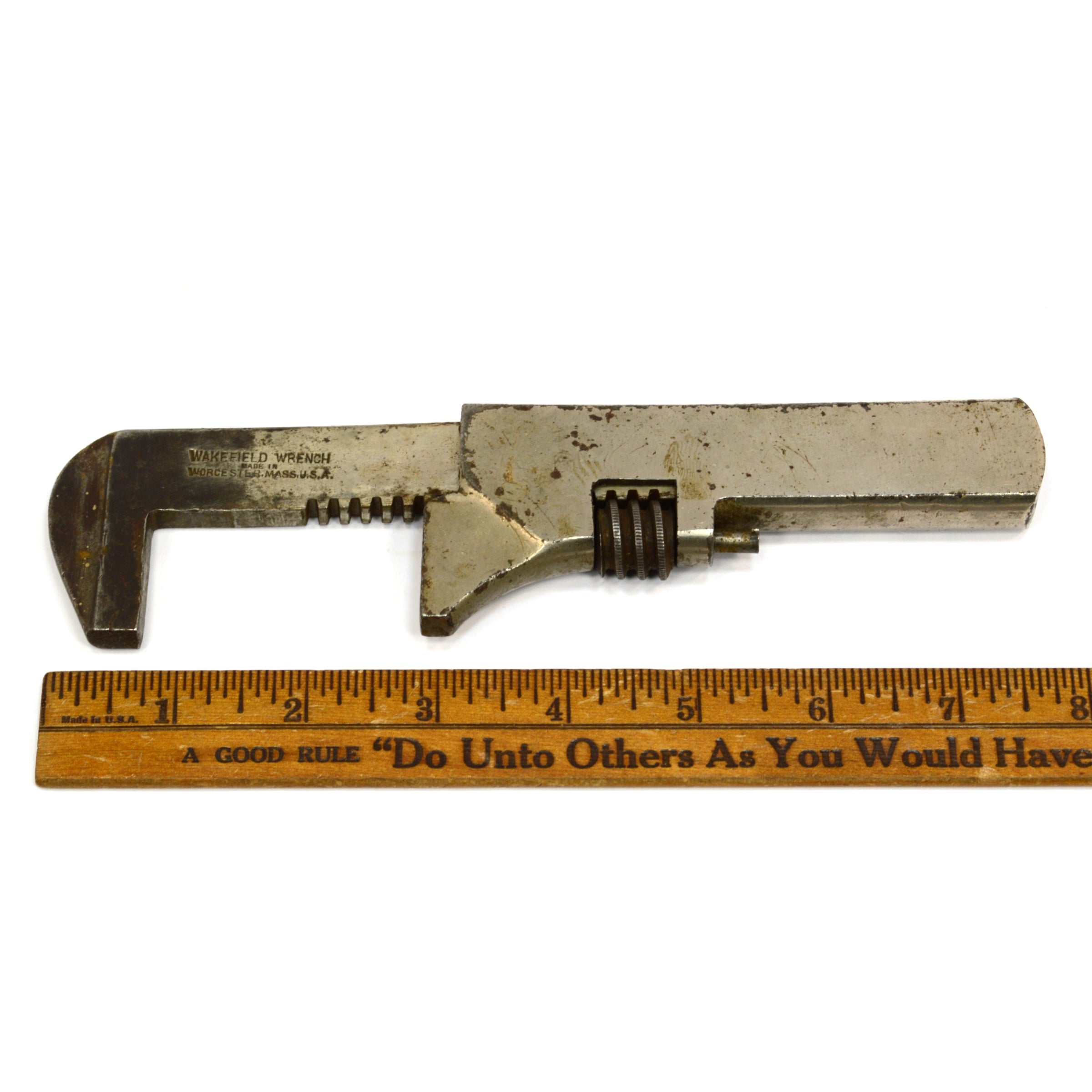 Antique WAKEFIELD NO. 7 Nickel Plated Nut Monkey Wrench 5.75