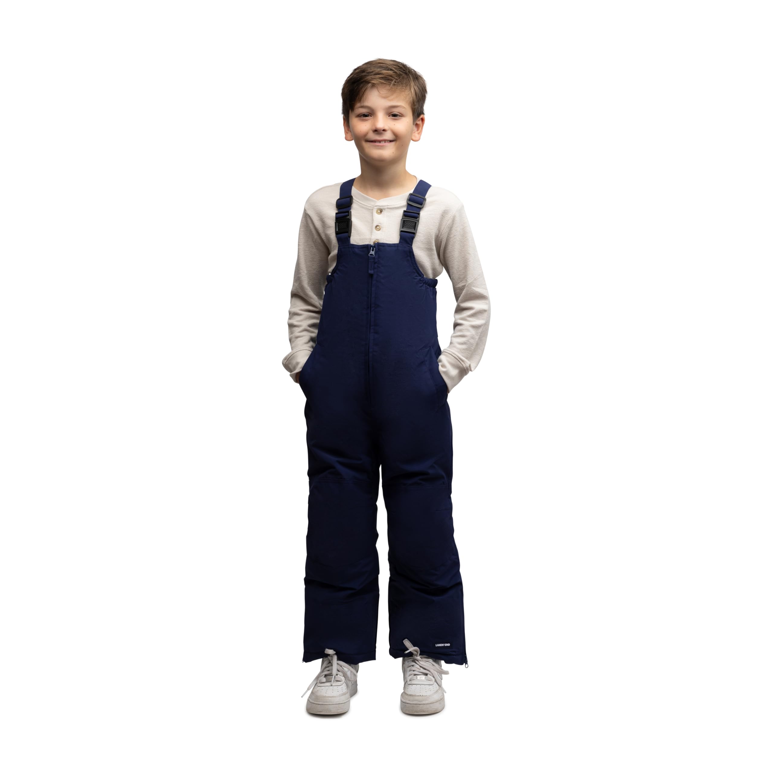Lands' End Kids Squall Waterproof Snow Bib Pants with Reinforced Knees - Winter Outdoor Play, Skiing, Snowboarding & Cold Weather Activities