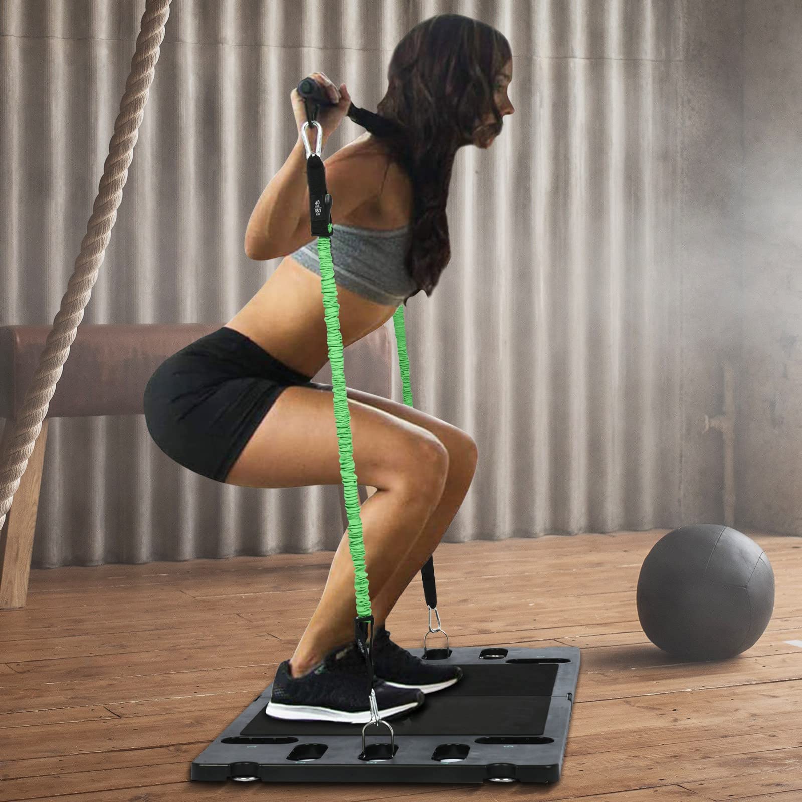FABFEGU Portable Home Pull Rope Set - Multifunctional Training Board for Full Body Strength Workouts at Home, Gym or Travel (Green/Black) | Perfect for Home Fitness, Outdoor Training & Travel Workouts