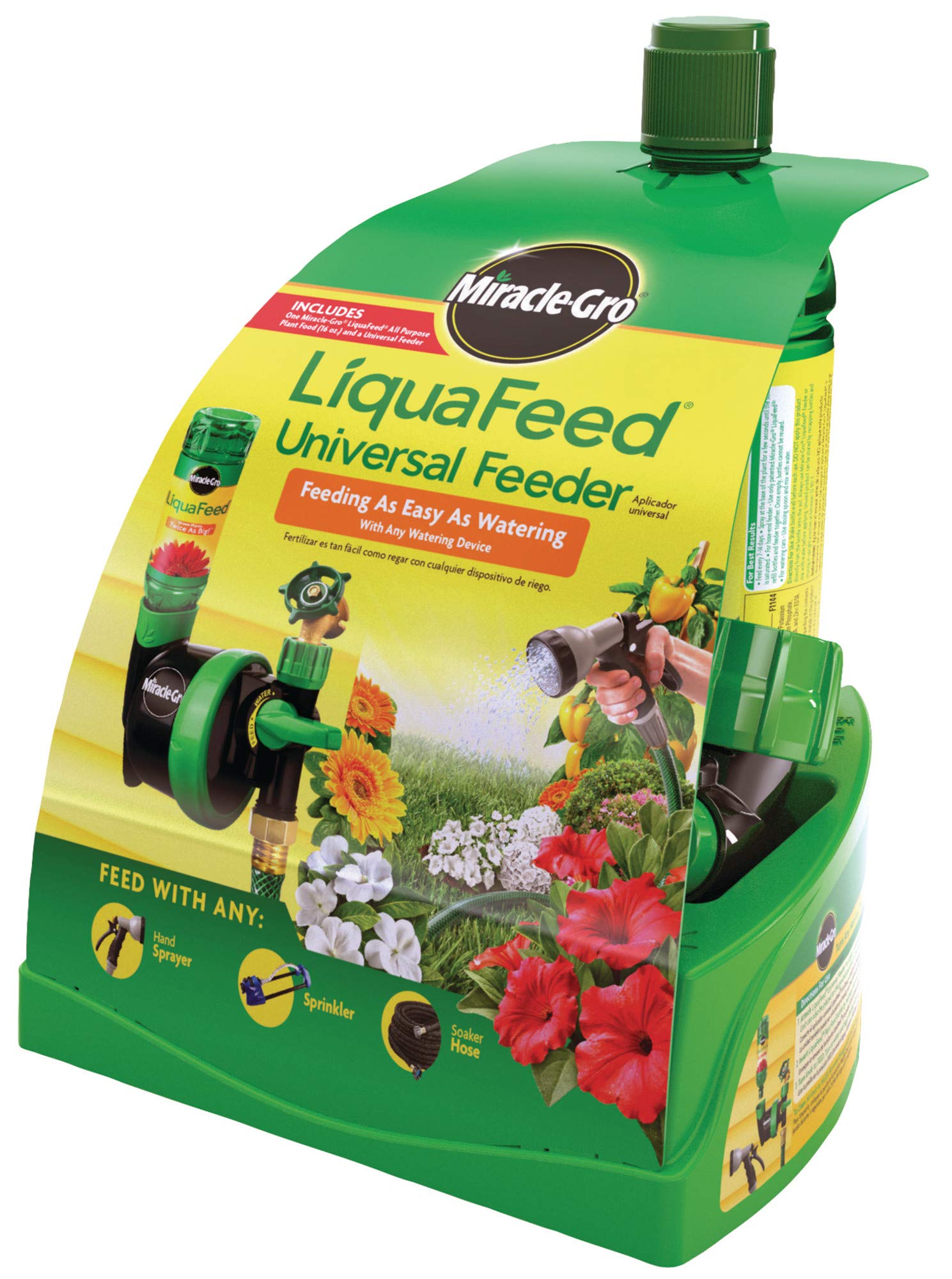 Miracle-Gro LiquaFeed All Purpose Plant Food Starter Kit - 16oz Liquid Fertilizer for Flowers, Vegetables, Trees & Shrubs with Universal Feeder | Indoor & Outdoor Gardening, Houseplants, Lawn Care