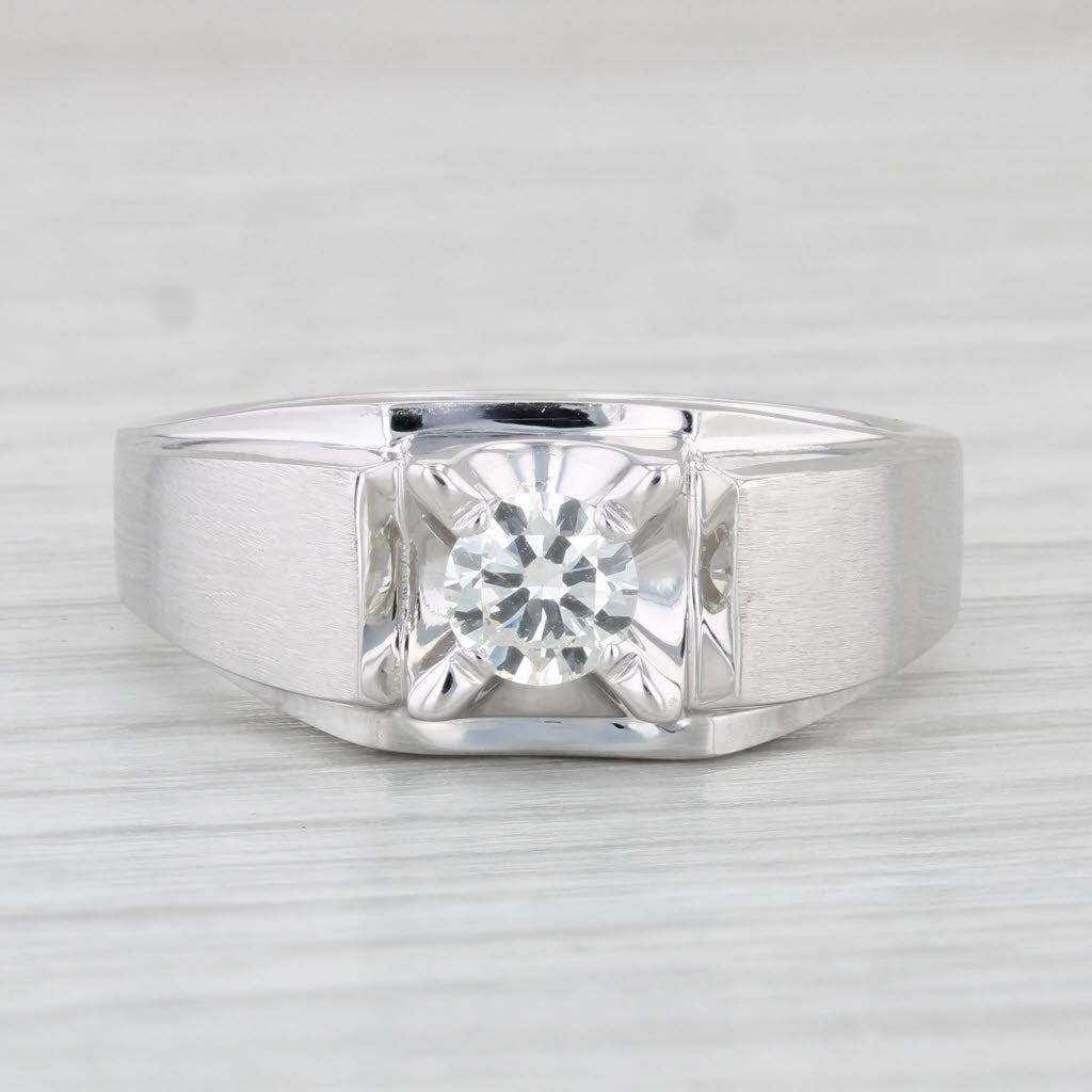 0.42 Carat Round Cut Diamond Solitaire Engagement Ring in 14K White Gold - Size 10 - Perfect for Proposals, Anniversaries & Special Occasions