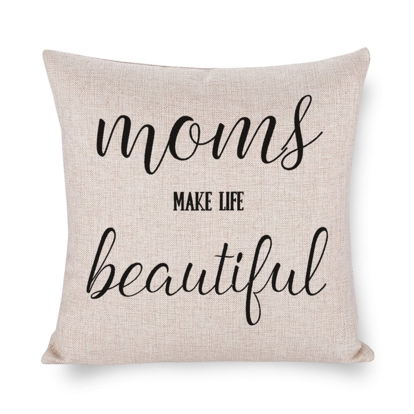 Farmhouse Decorative Throw Pillow Covers - Cozy Square Pillow Shams with Zipper Closure for Sofa, Bedroom, Bench & Chair - Perfect Gift for Mom to Make Life Beautiful | Home Decor Accent for Living Room & Nursery