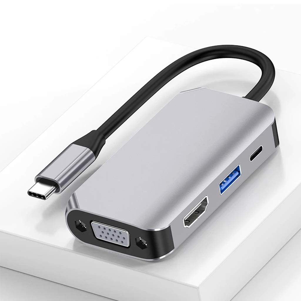 WJCCY USB C Hub with HDMI 4K, VGA, USB Splitter - 7-in-1 Type C Docking Station for MacBook Pro/Air, Dell, HP - Perfect for Home Office, Gaming & Multi-Monitor Setup