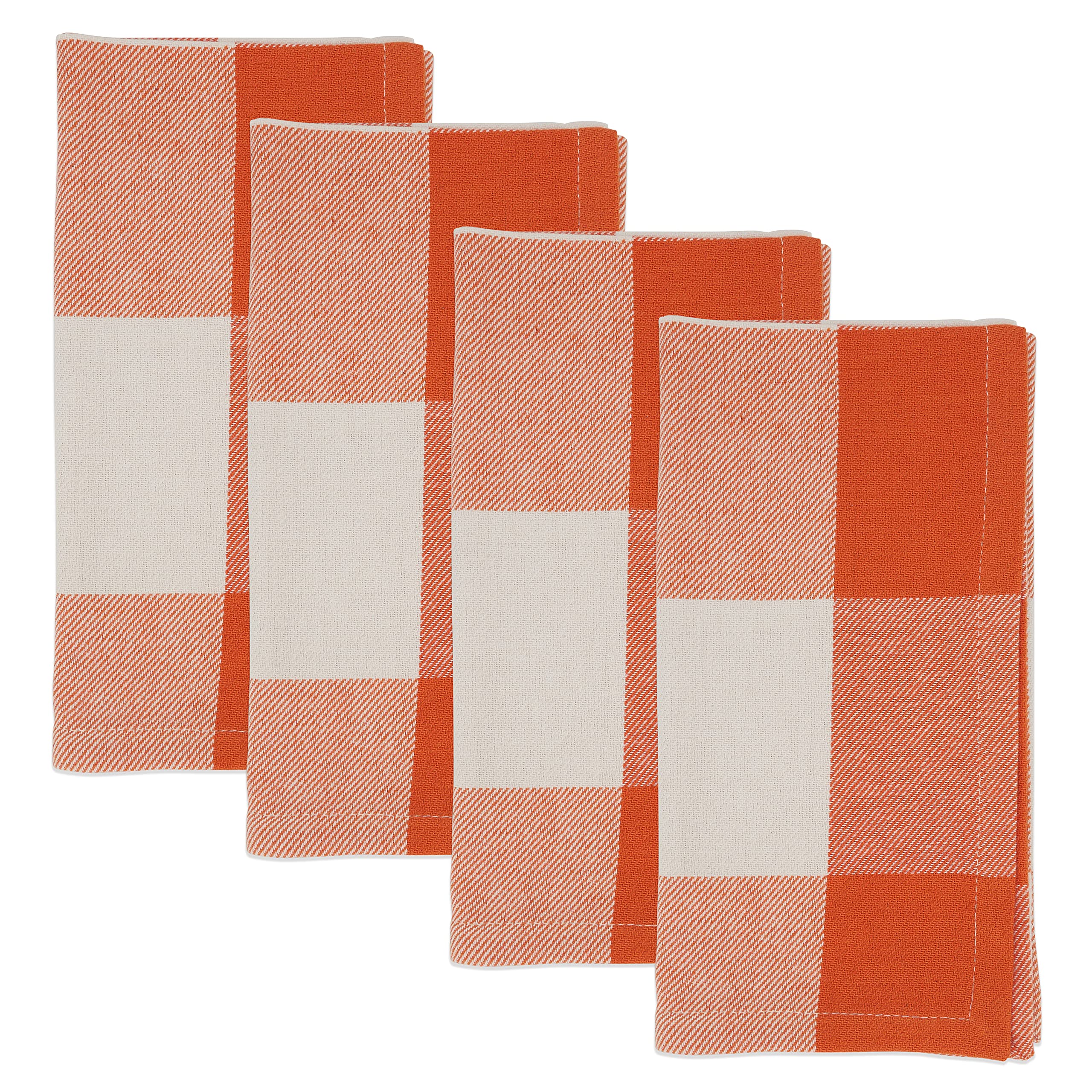 Buffalo Plaid Cotton Table Napkins - Set of 4 Premium Dinner Napkins for Christmas, Thanksgiving & Farmhouse Dining Decor