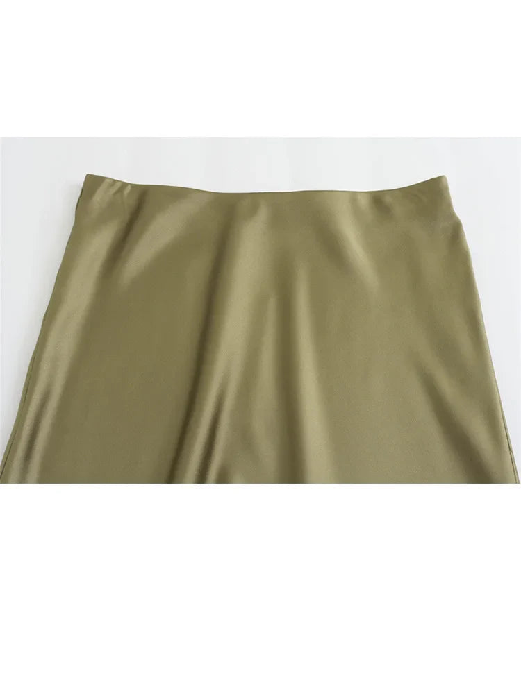 HH TRAF Women's High Waisted Midi Skirt - Elegant Satin Bodycon Mermaid Skirt for Women, Sexy Tight Long Skirt for Party, Date Night, Office Wear & Casual Outfits