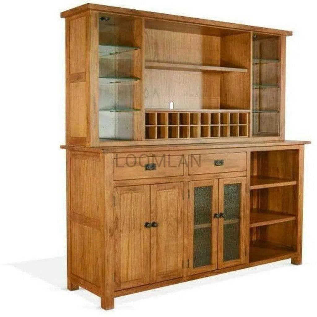 80x80 Buffet Table with Built-in Wine Rack - Stylish Dining Room Storage Cabinet for Wine Glasses, Dinnerware & Entertaining Essentials | Perfect for Dining Room, Kitchen, Bar or Party Hosting