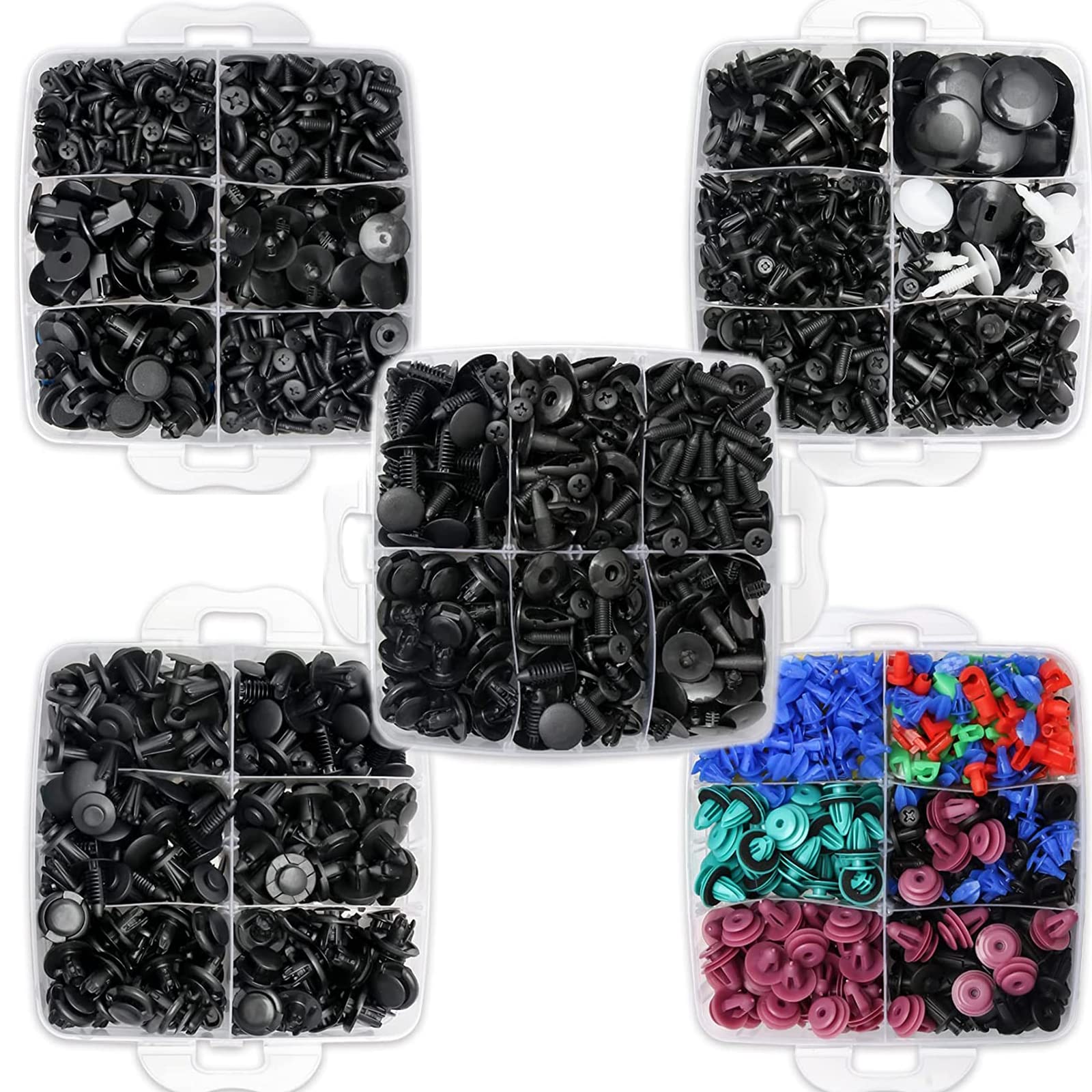 1595PCS Car Push Retainer Clips & Door Panel Trim Clamp Kit - 40 Most Popular Sizes Nylon Bumper Fender Rivets Kit with 10 Cable Ties for GM Ford Toyota Honda Chevrolet BMW Benz Audi Nissan Mazda - Perfect for Auto Body Repair, Interior Trim Fixing and DIY Car Maintenance