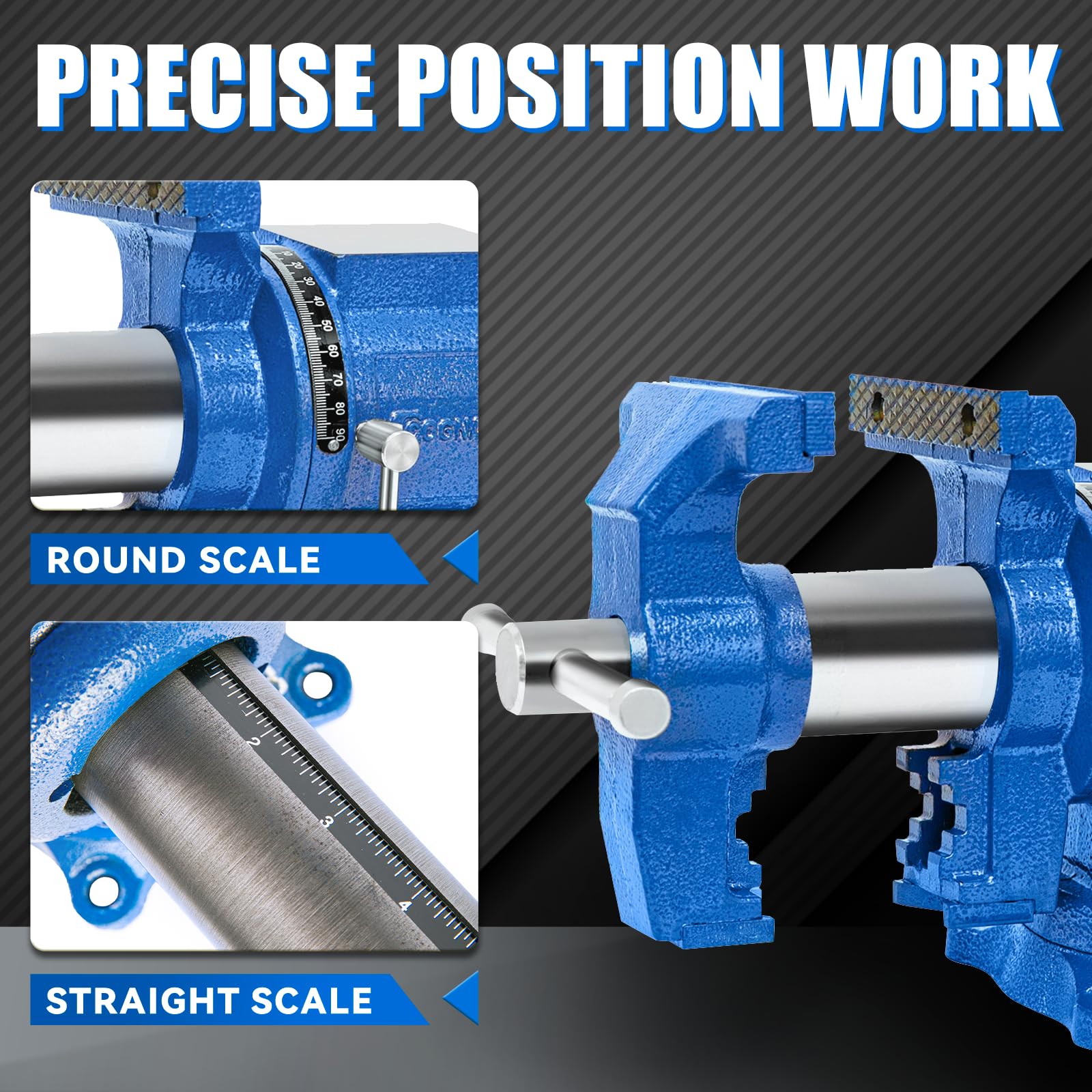 5-Inch Heavy Duty Bench Vise - 4000KG Clamp Force Ductile Iron Multi-Purpose Workbench Vice with 360° Rotation & Anvil (Blue) - Perfect for Metalworking, Woodworking & DIY Projects