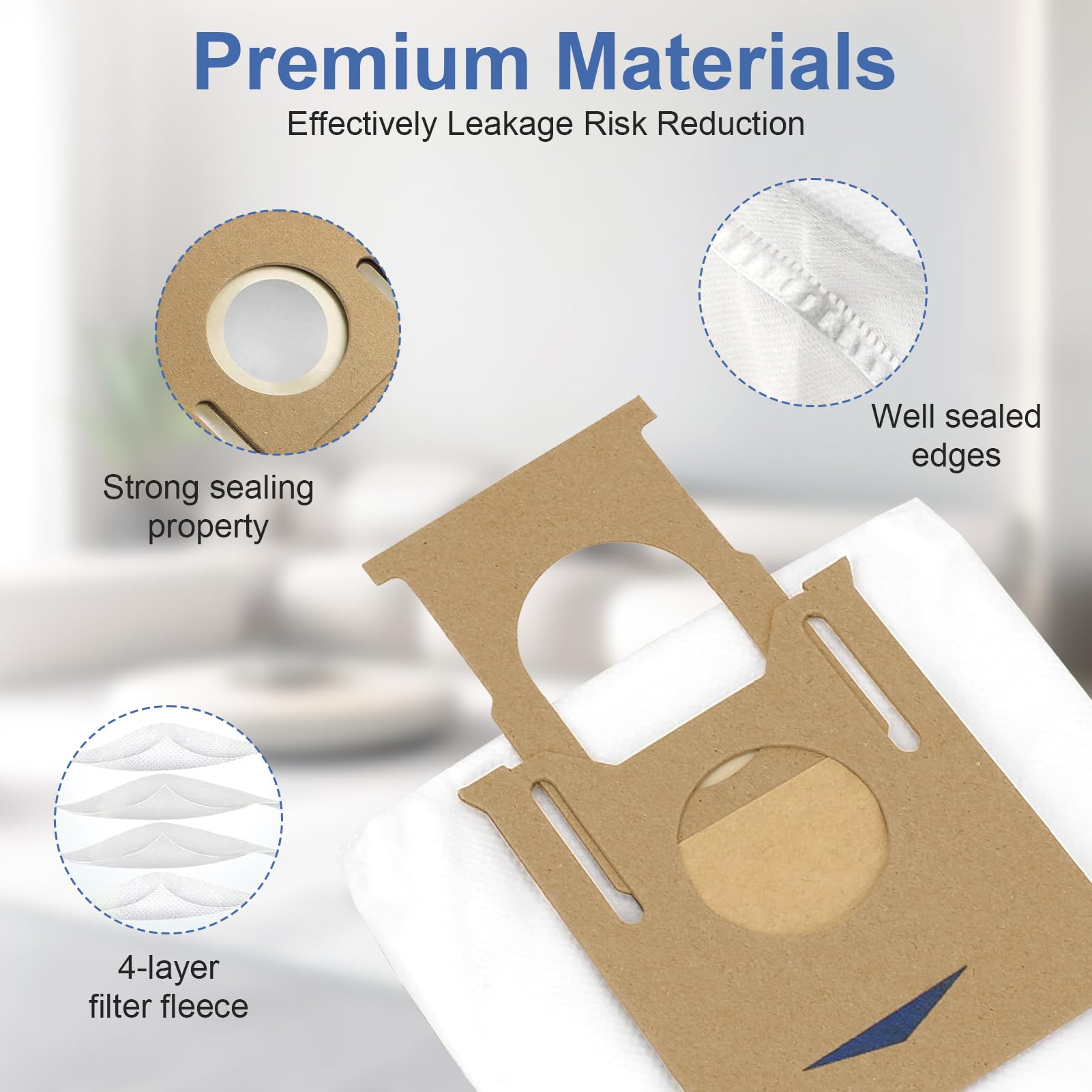 16 Pack T8 Vacuum Dust Bags - Compatible with ECOVACS Deebot T8/T8 Max/N8 Pro Plus/N10 Plus/DX93/DDX96 & Yeedi K781+ Vac Station - 2.5L Auto-Empty Disposable Dust Bags for Robot Vacuum Cleaners - Perfect for Smart Home Cleaning & Maintenance