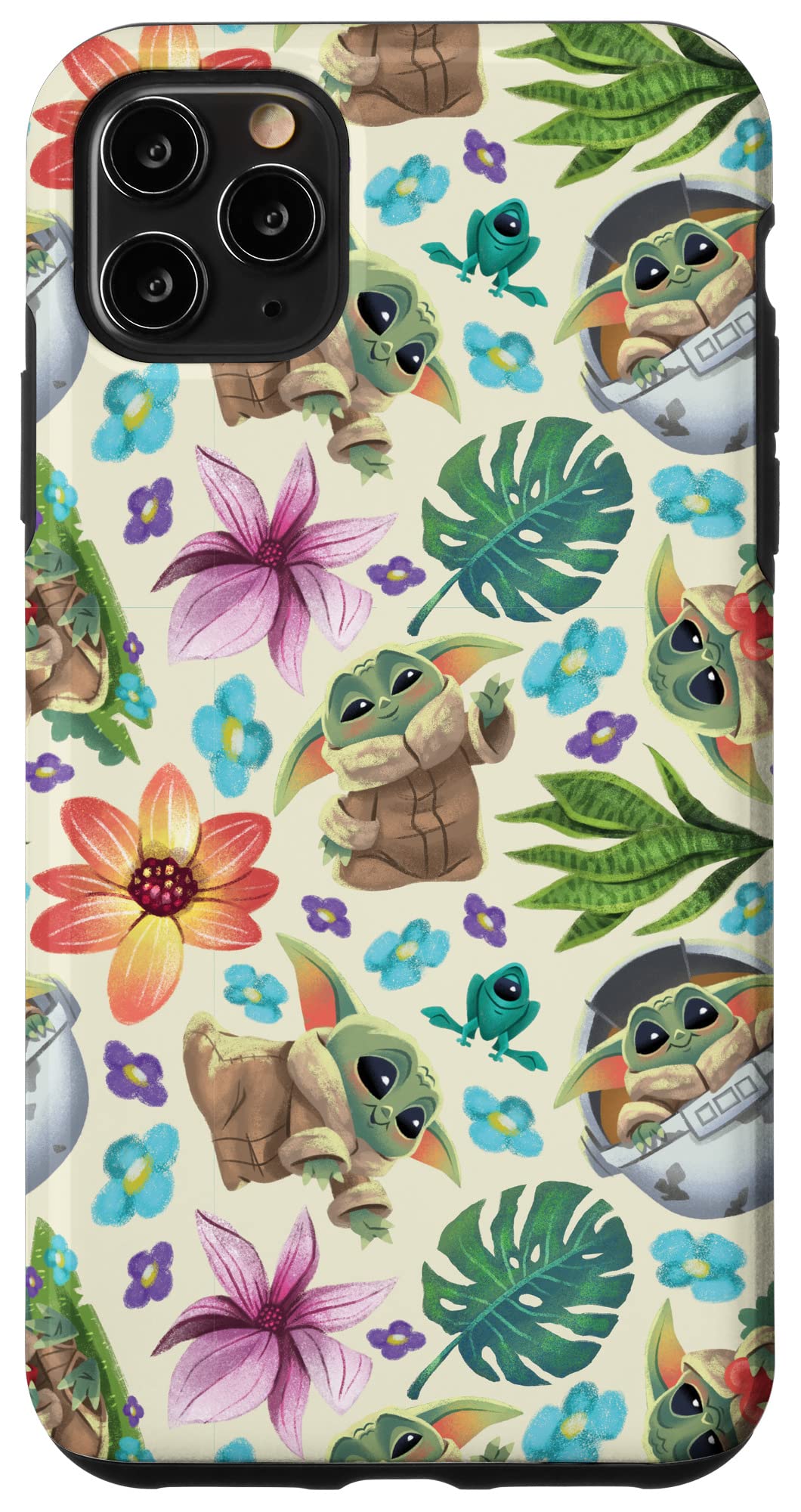iPhone 11 Pro Max Star Wars The Mandalorian Grogu Tropical Print Case - Protective Phone Cover for Fans | Perfect for Travel, Work & Everyday Use
