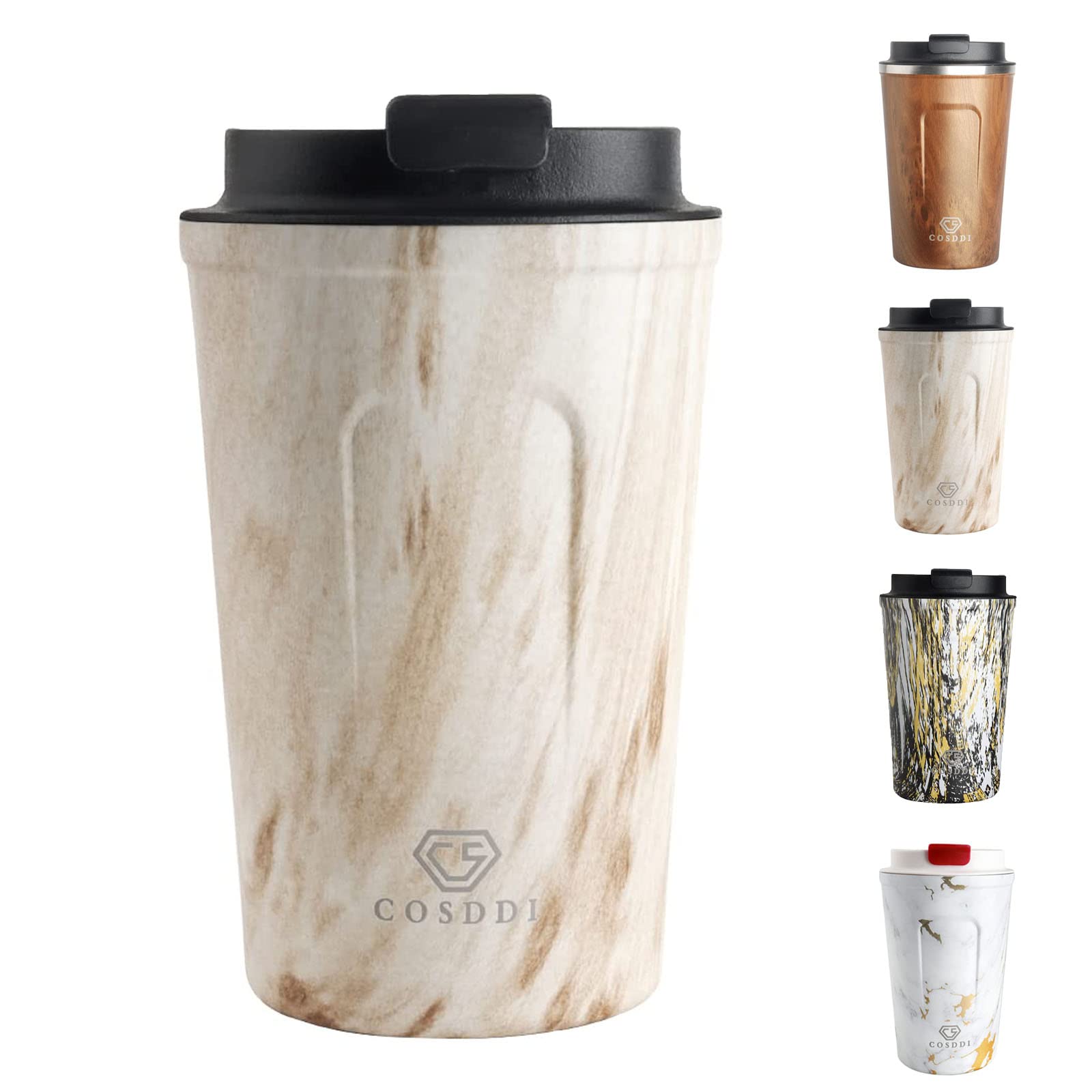 12oz Insulated Stainless Steel Coffee Mug - Leakproof Travel Thermos with Sealed Lid for Hot & Cold Drinks - Perfect for Commuting, Camping, Office & Outdoor Activities