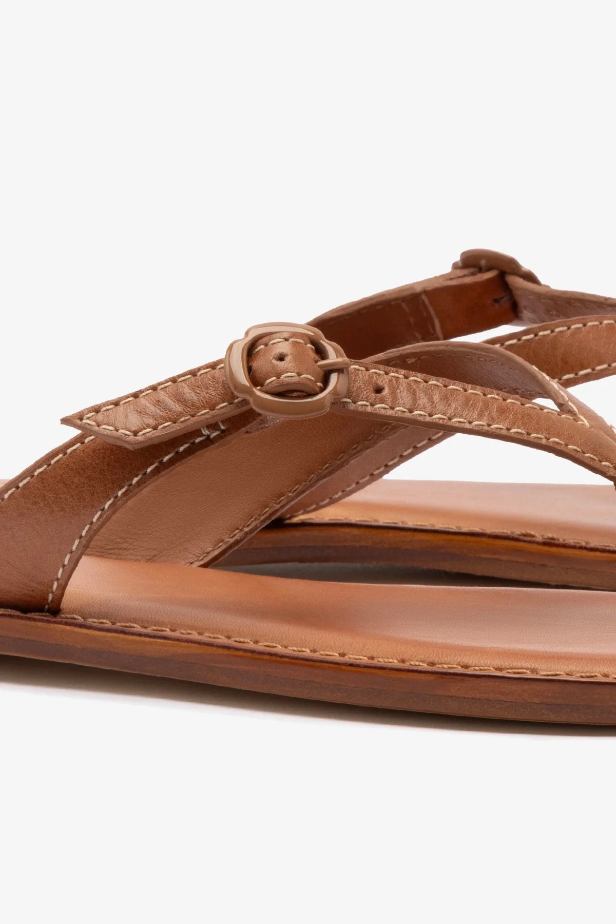 Mary Kate Flat Sandal in Caramel Leather - Women's Comfortable Leather Slides for Summer, Beach & Casual Wear