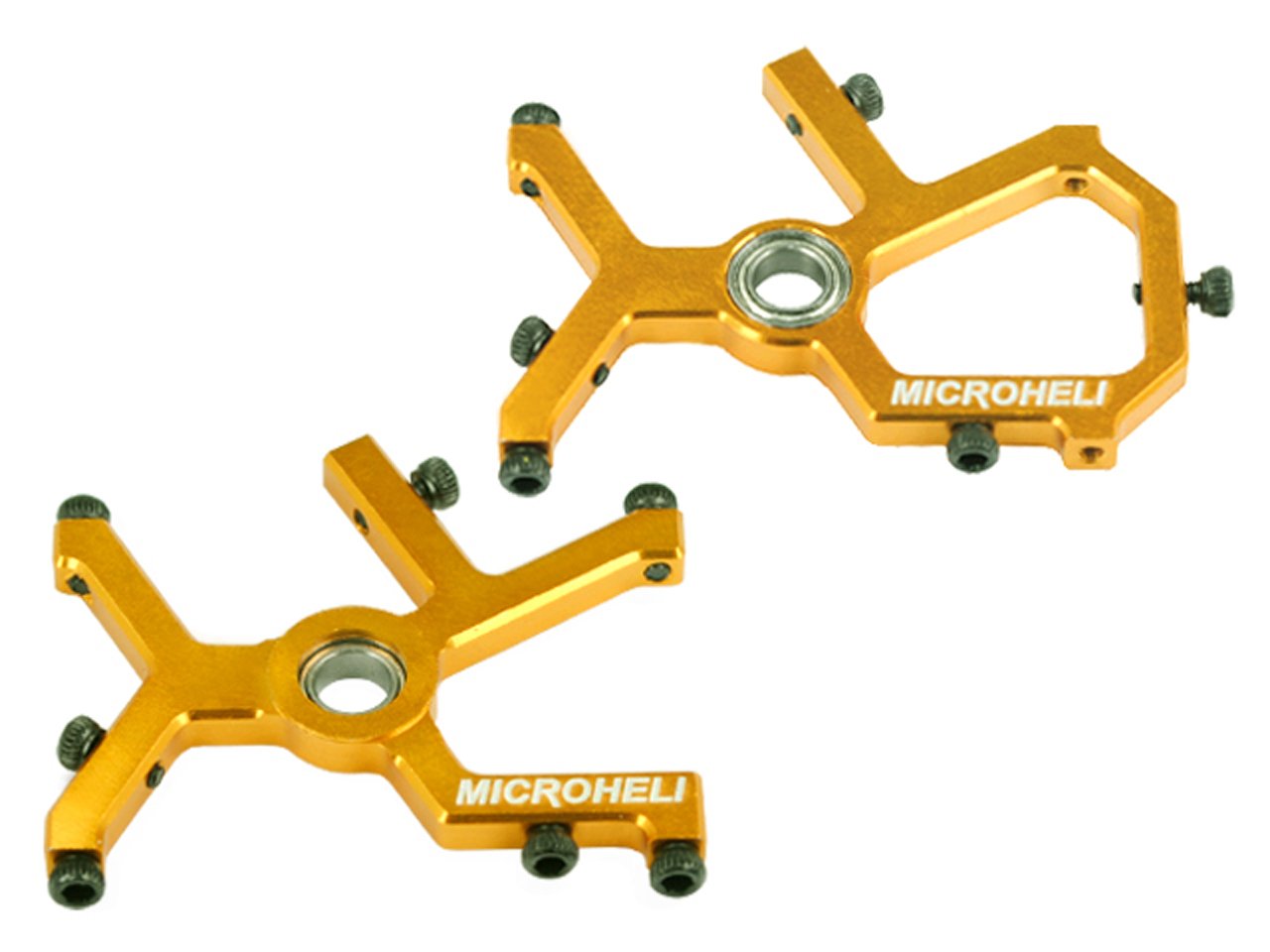MICROHELI 7075 Aluminum Main Shaft Bearing Block (Gold) for Blade 180 CFX & 150 S Helicopters - High Performance RC Drone Upgrade Part for Smooth Flight Control