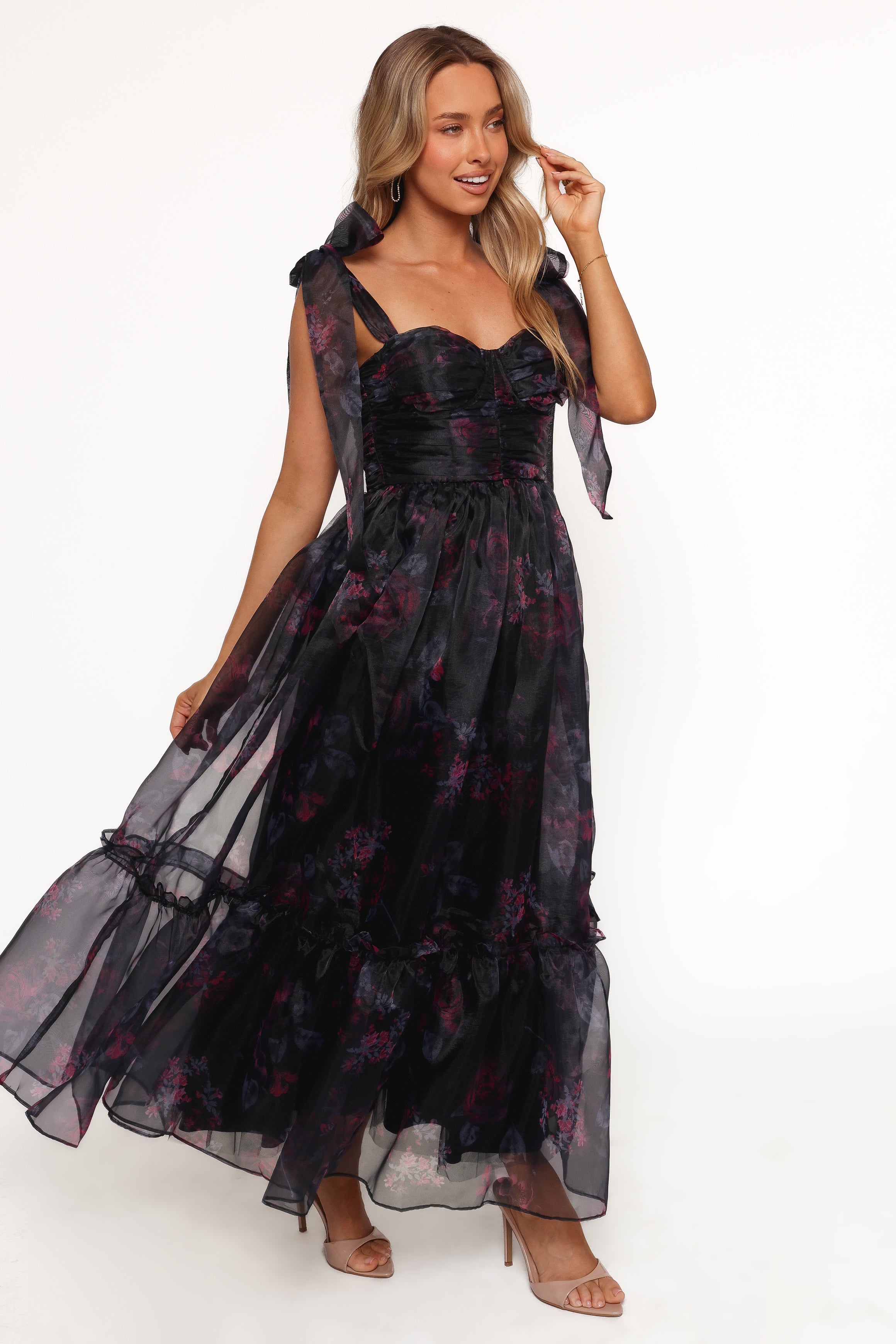 Floret Midi Dress - Dark Floral Print Women's Summer Dress for Casual Wear, Date Night & Beach Vacation