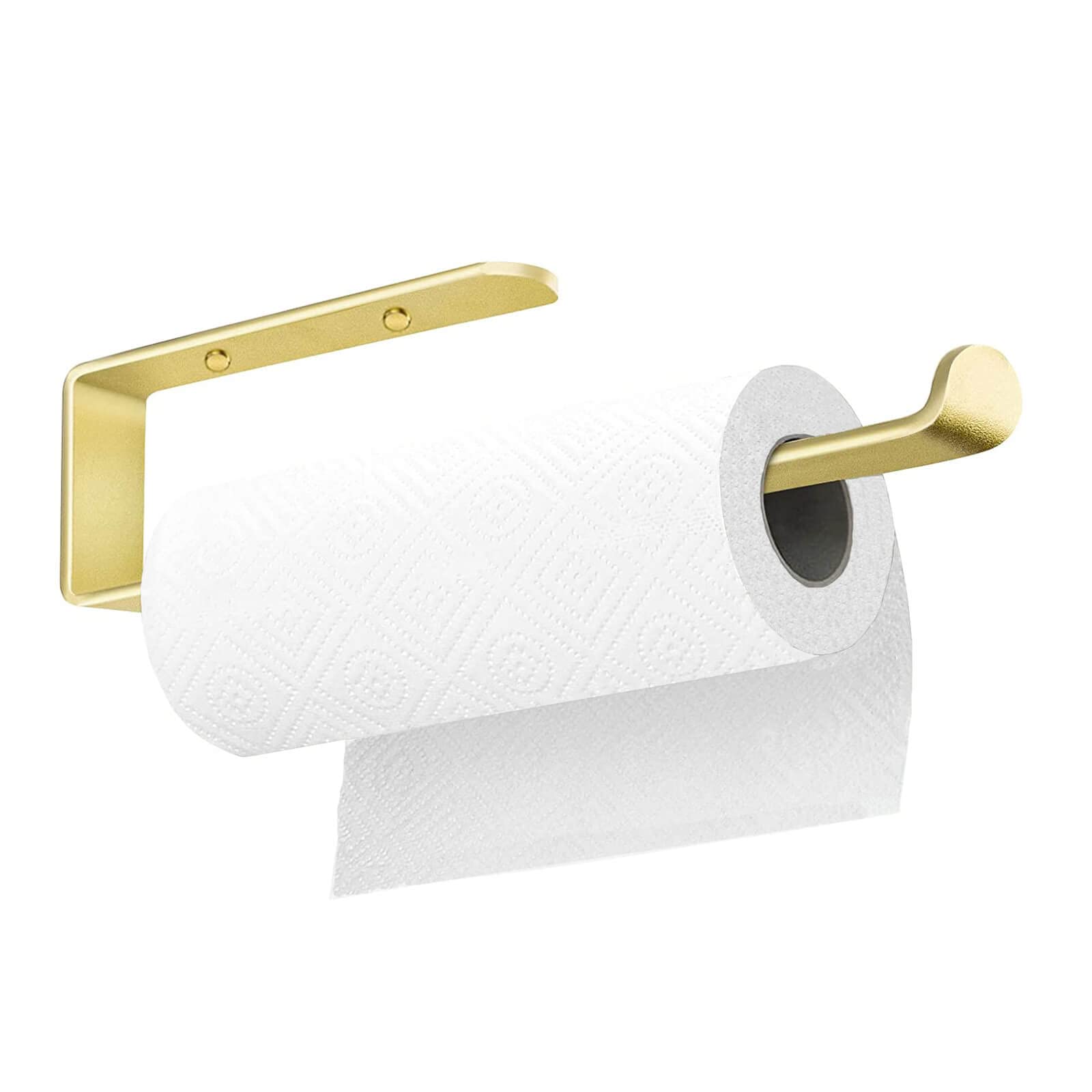 Stainless Steel Under Cabinet Paper Towel Holder for Kitchen - No Drill Adhesive Mount, Gold Finish | Space-Saving Towel Roll Organizer for Home, Office & RV Use