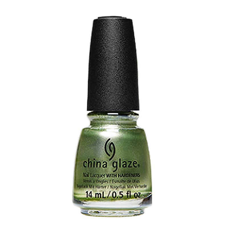 China Glaze Famous Fir Sure Nail Polish 0.5 oz (#84915) - Long Lasting Green Shimmer Polish for Holiday Nails, Christmas Party & Winter Manicures