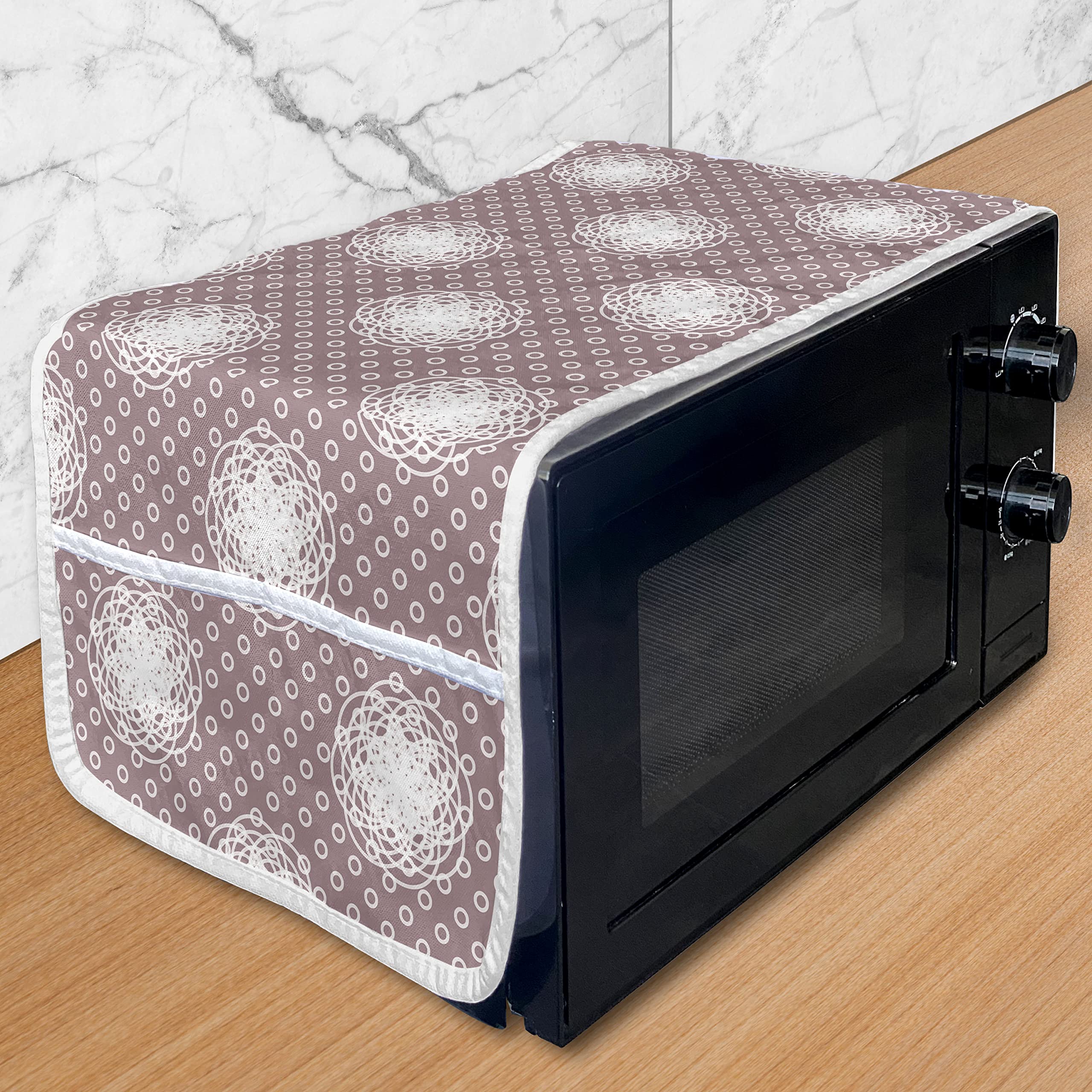 Ambesonne Abstract Microwave Oven Cover - Waterproof Kitchen Organizer with Pockets, 36