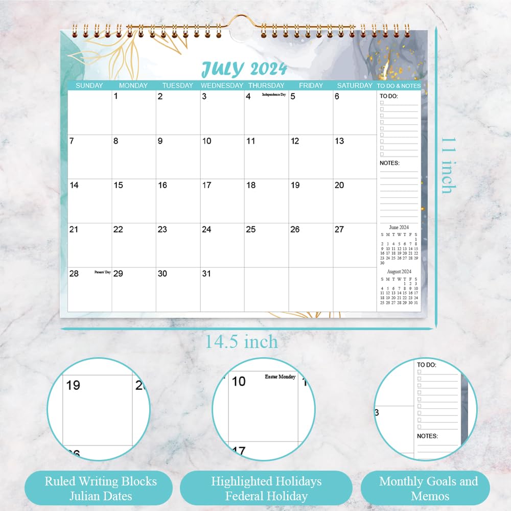 2024-2025 Wall Calendar | July 2024 - December 2025 Monthly Planner | 18-Month Watercolor Design | Thick Paper 11.5