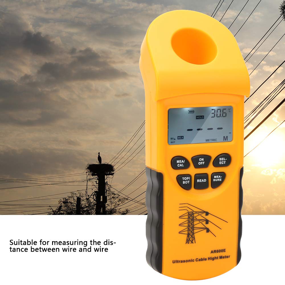 Ultrasonic Cable Height Meter - Digital LCD Display for 6 Cables | Portable Cable Height Measuring Instrument with Plastic Case | Perfect for Electricians, Telecom Technicians & Utility Workers