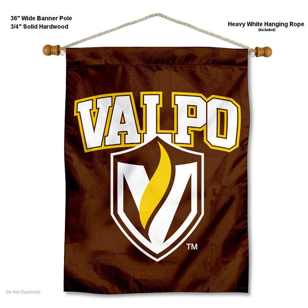 Valparaiso Crusaders House Flag with Wood Banner Pole Set - Durable Outdoor College Sports Decor for Game Day & Tailgating