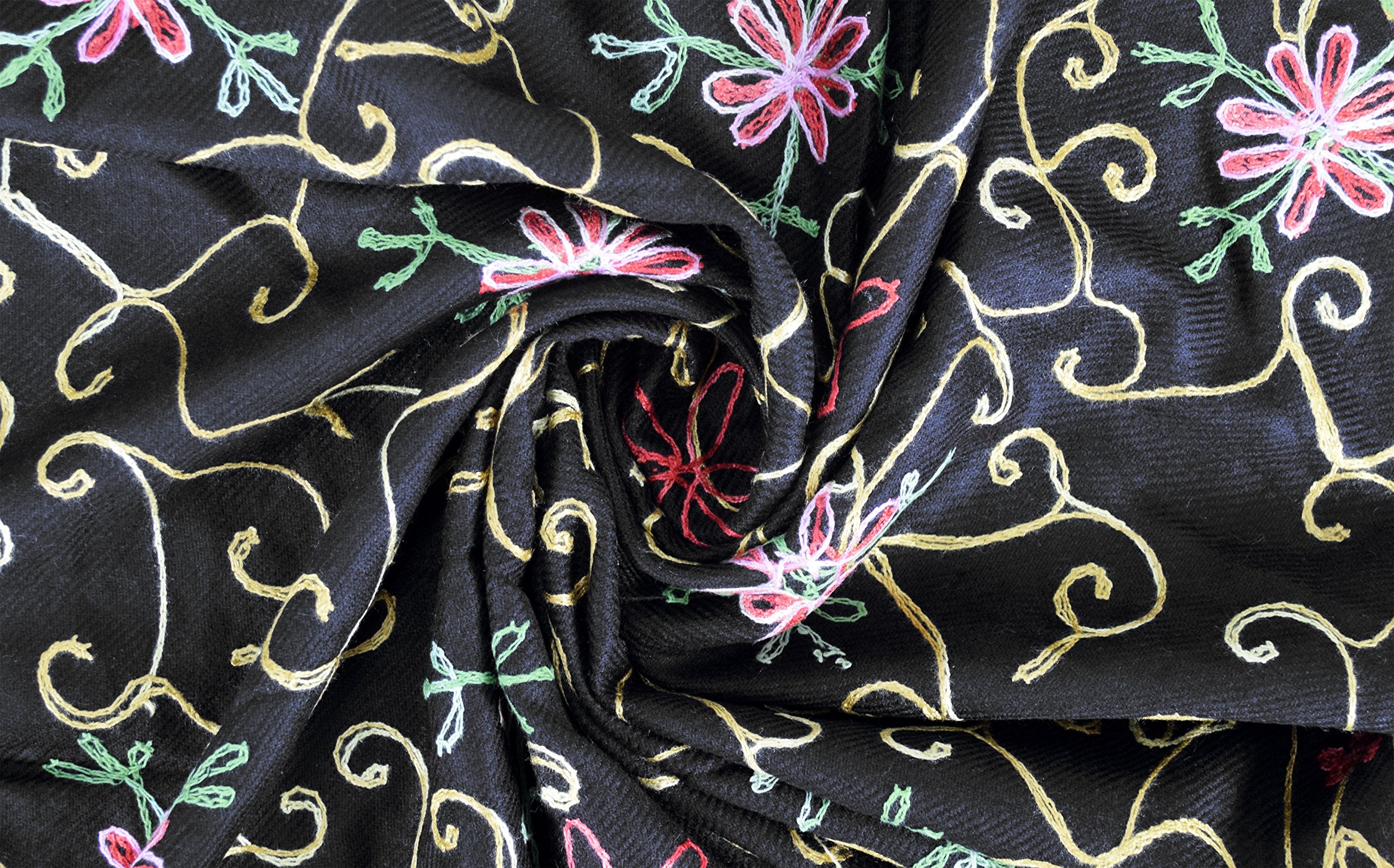 Women's Exquisite Embroidered Flower Wool Pashmina Scarf Wrap Shawl - Soft Winter Fashion Accessory for Office, Party & Travel