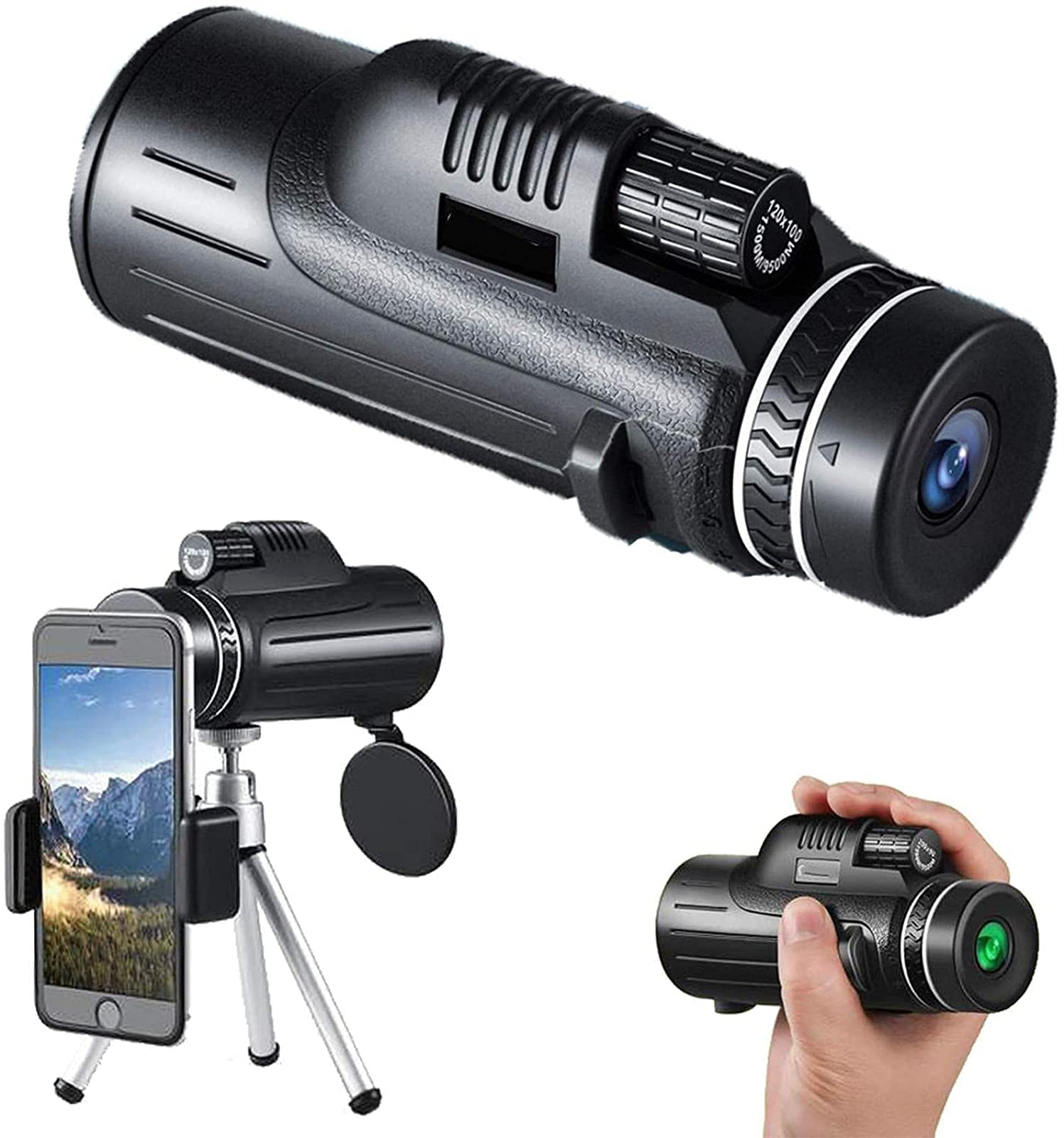 40x60 High Power HD Monocular Telescope with Phone Holder & Tripod - Portable Wide Angle for Stargazing, Bird Watching, Hunting & Outdoor Adventures