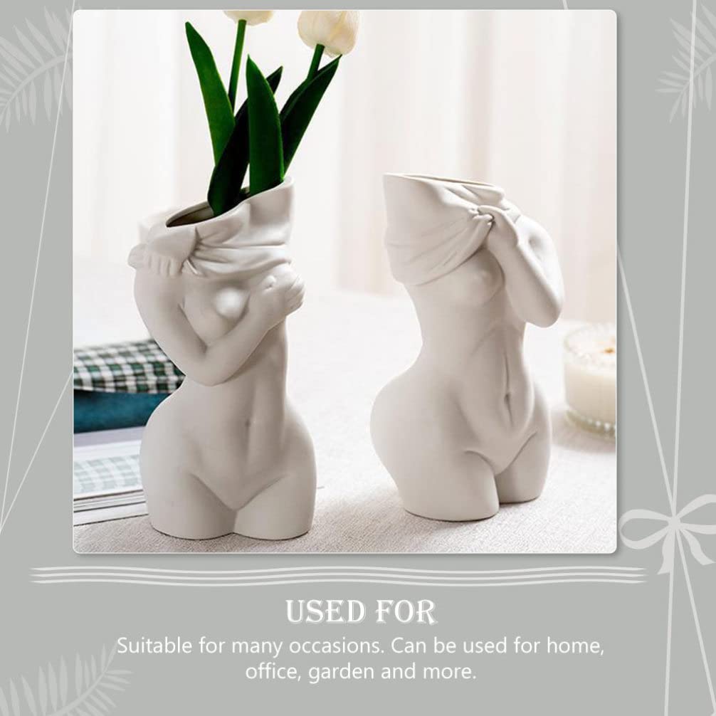 White Ceramic Feminine Curve Vase - Elegant Floral Vase for Modern Bohemian Home Decor | Perfect for Centerpieces, Wedding Decor & Boho Chic Living Spaces