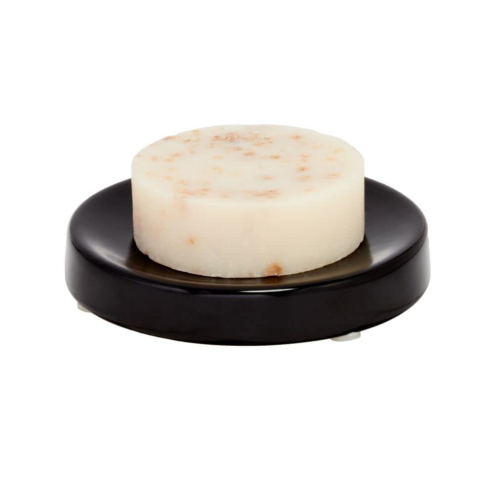 iDesign Ceramic Earth Collection Bar Soap Dish - Matte Black Bathroom Organizer for Sink Countertop, Shower, and Vanity Decor