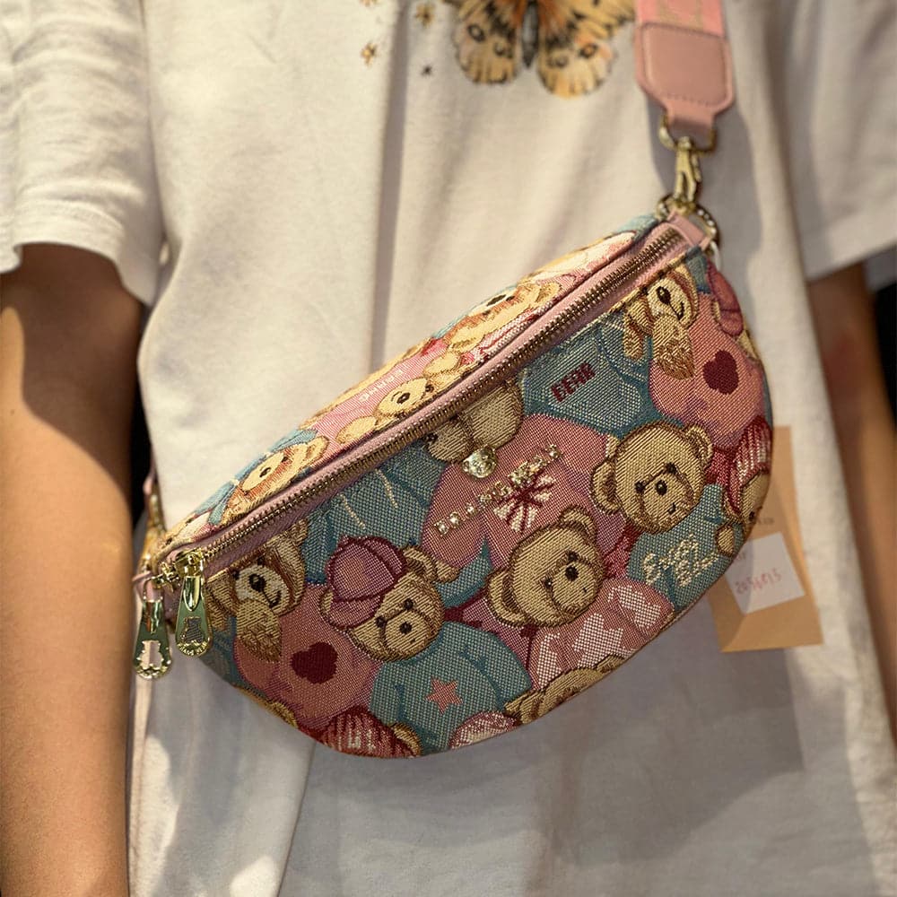 Trendy Crossbody Waist Bag for Women - Cute Bear Print Fashion Belt Bag | Perfect for Travel, Shopping & Everyday Use