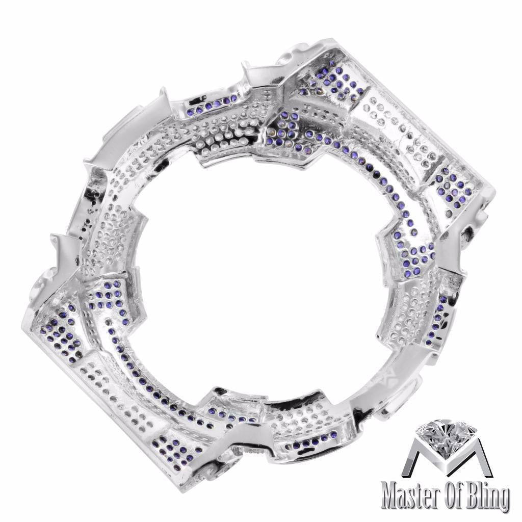 G Shock GA110 Watch - Purple & White Bezel with Lab Diamond Accents, White Gold Finish | Stylish Men's Digital Sports Watch for Outdoor & Casual Wear