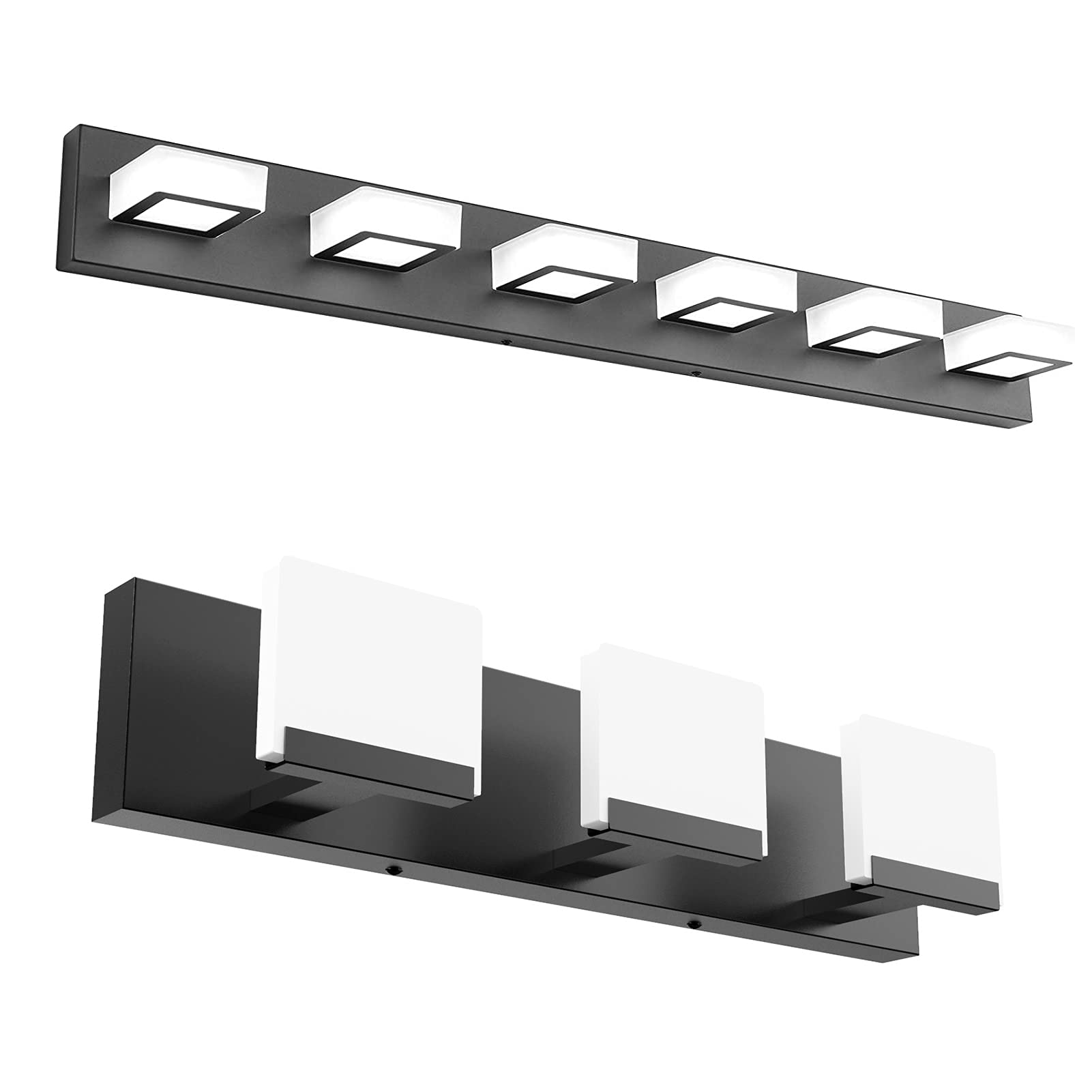 Ralbay 12W LED Modern Black Vanity Light - Acrylic Matte Black Bathroom Wall Light Fixture for Makeup Mirror Lighting, Bedroom, Powder Room, and Spa Decor