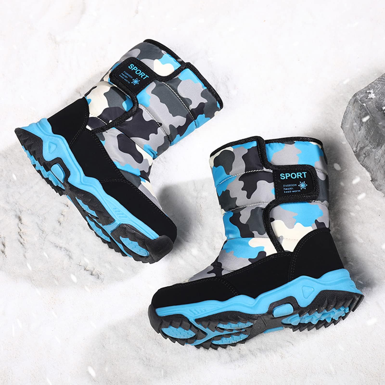 Kids Winter Snow Boots for Girls & Boys - Waterproof High-Top Warm Boots with Fur Lining - Cozy Outdoor Winter Shoes for Snow Play, Hiking & Cold Weather Activities