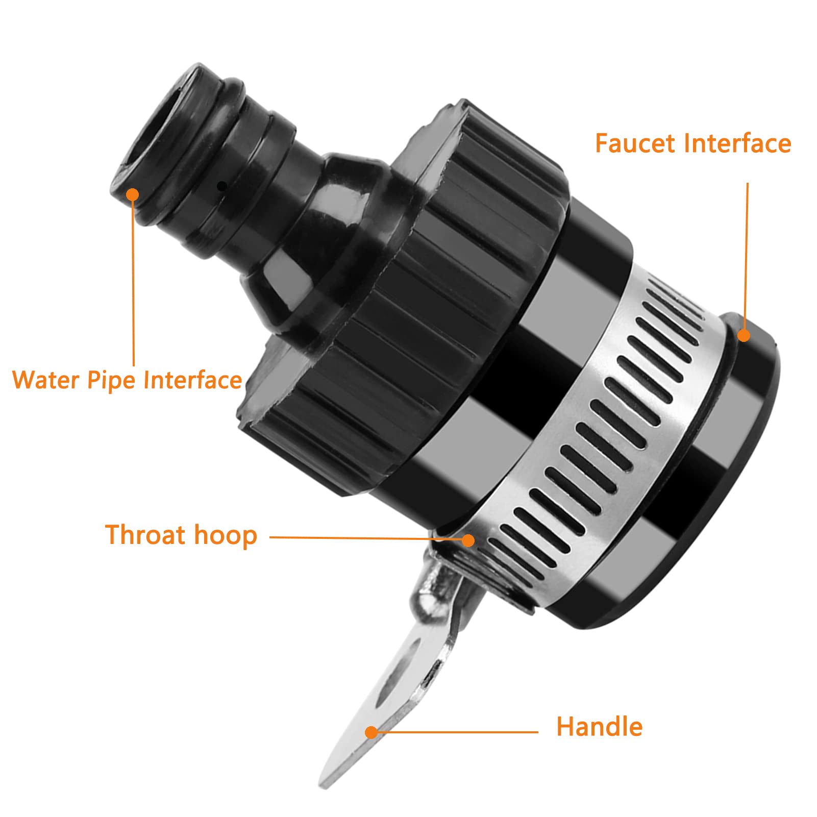 Hakeeta Stainless Steel Water Gun Connector - Heavy Duty Garden Hose Adapter for Outdoor Use, Fits Taps Up to 20mm - Perfect for Gardening, Car Washing, Lawn Irrigation & Outdoor Cleaning