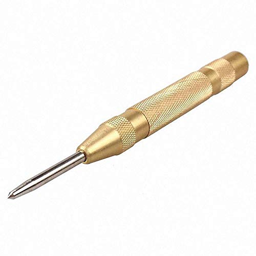 High-Quality Spring Loaded Automatic Center Punch - Gold Drill Bit Starter Tool for Woodworking, Metalworking & DIY Projects - Perfect for Marking & Starting Holes in Wood, Metal & Plastic Surfaces
