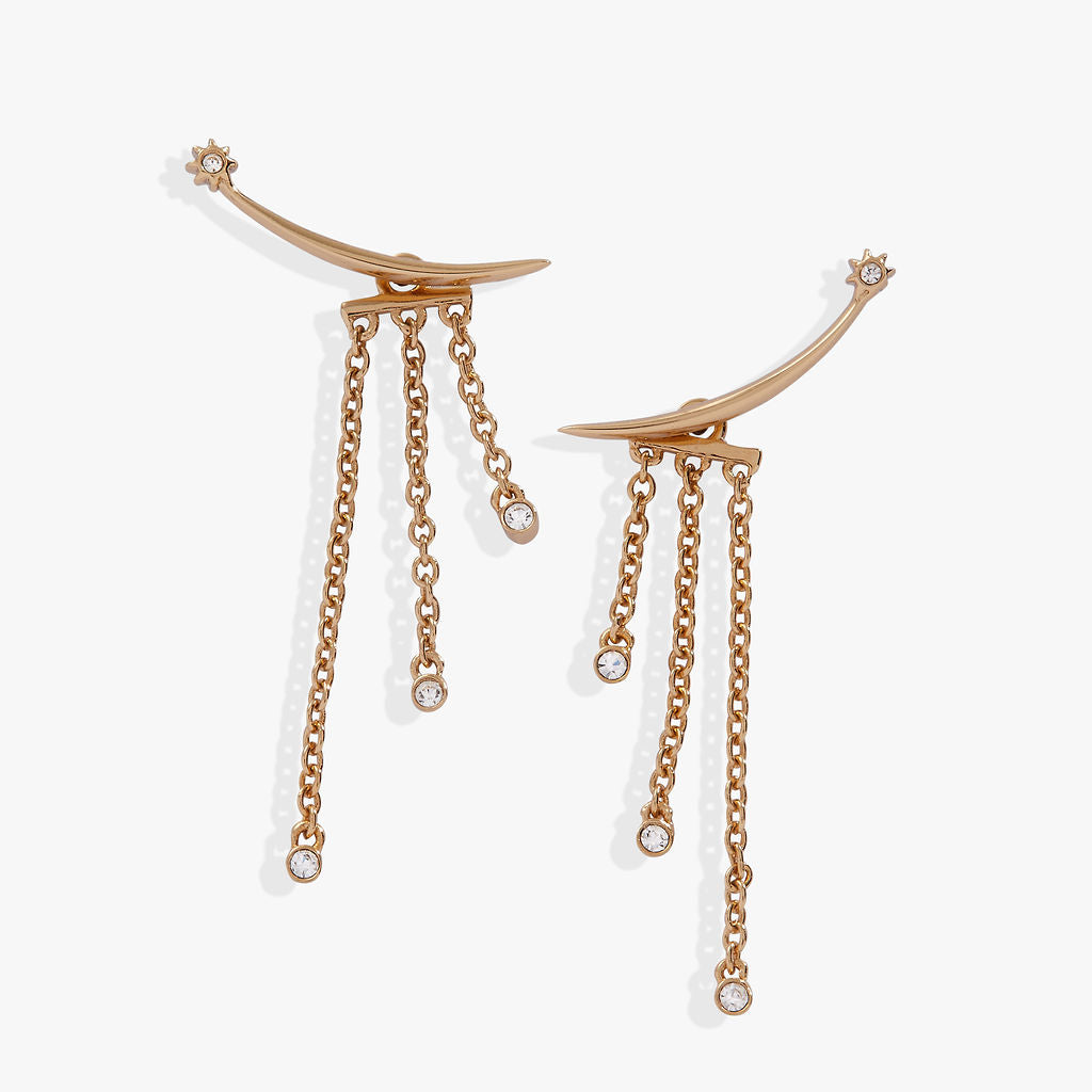 Celestial Shooting Star Ear Jacket Earrings - Dainty Gold Plated Stud Earrings for Women - Perfect for Everyday Wear, Date Night & Special Occasions
